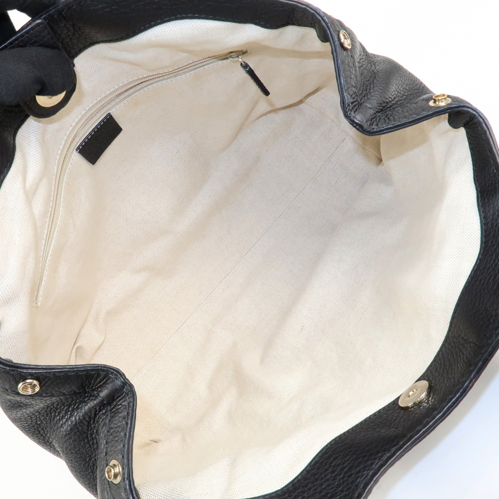 GUCCI Sukey Leather Hand Bag Tote Bag Black 211944 Used