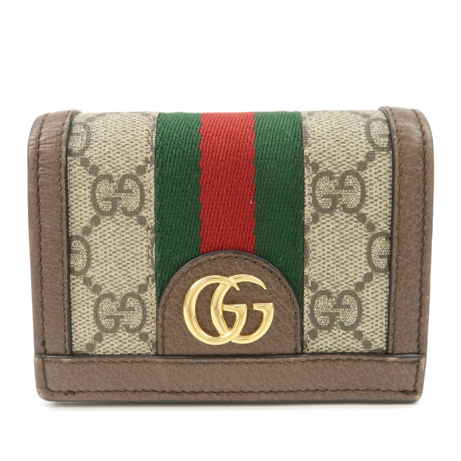 GUCCI Ophidia GG Supreme Leather Bi-Fold Wallet Beige 523155