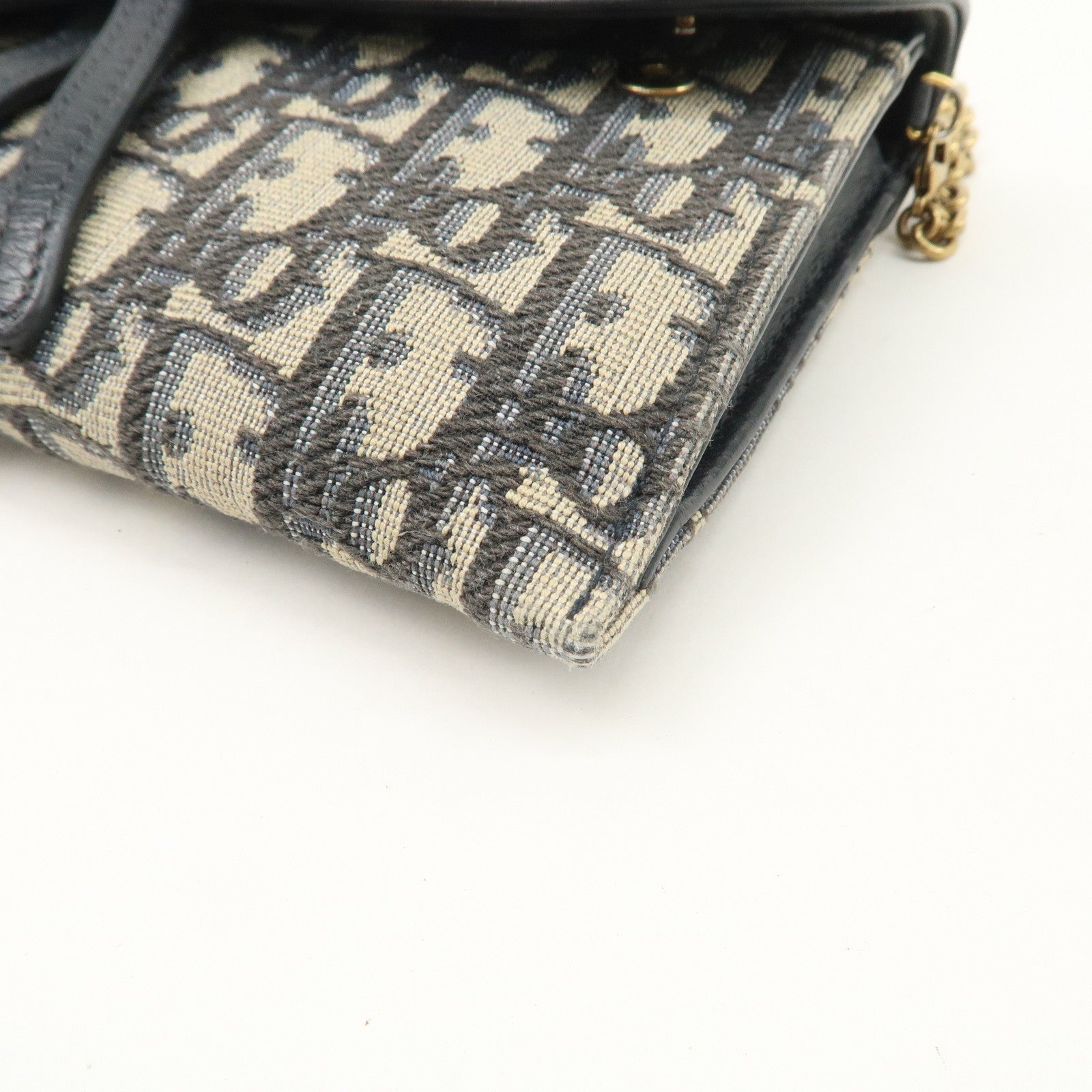 Christian Dior Jacquard Leather Saddle Small Chain Shoulder Wallet