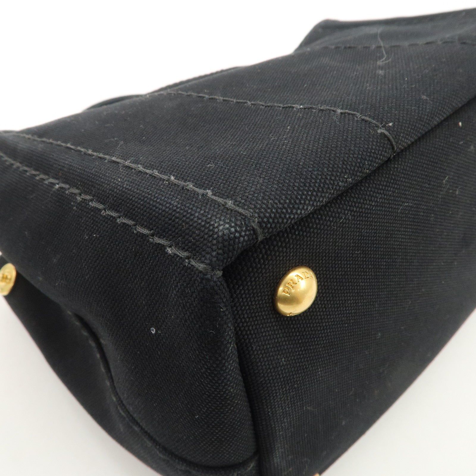 PRADA Canapa Mini Canvas 2Way Hand Bag Tote Bag Black 1BG439 Used