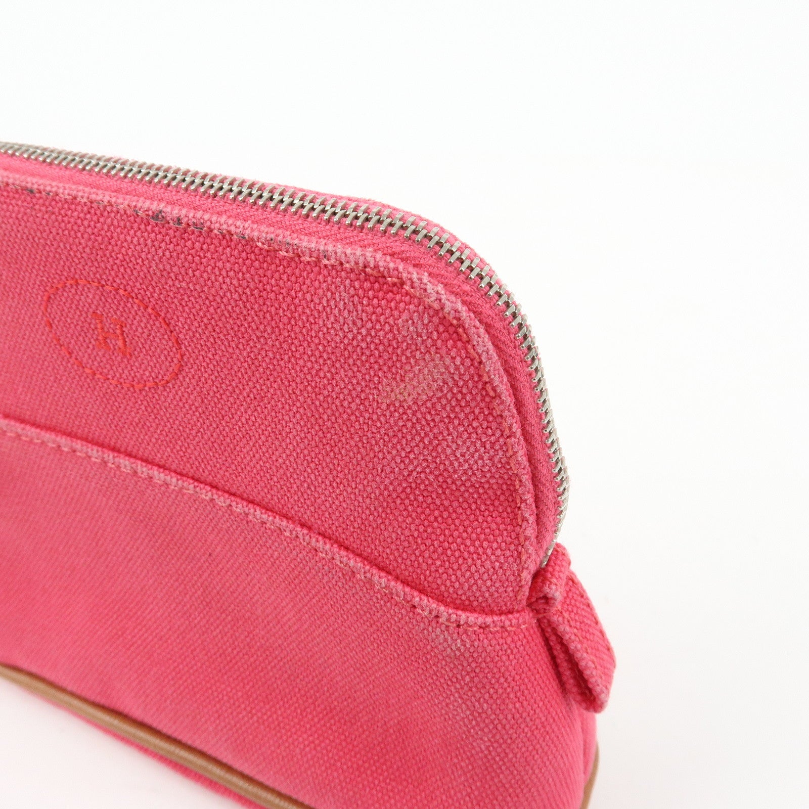HERMES Set of 2 Bolide Mini 16 Canvas Leather Pouch Pink Grey