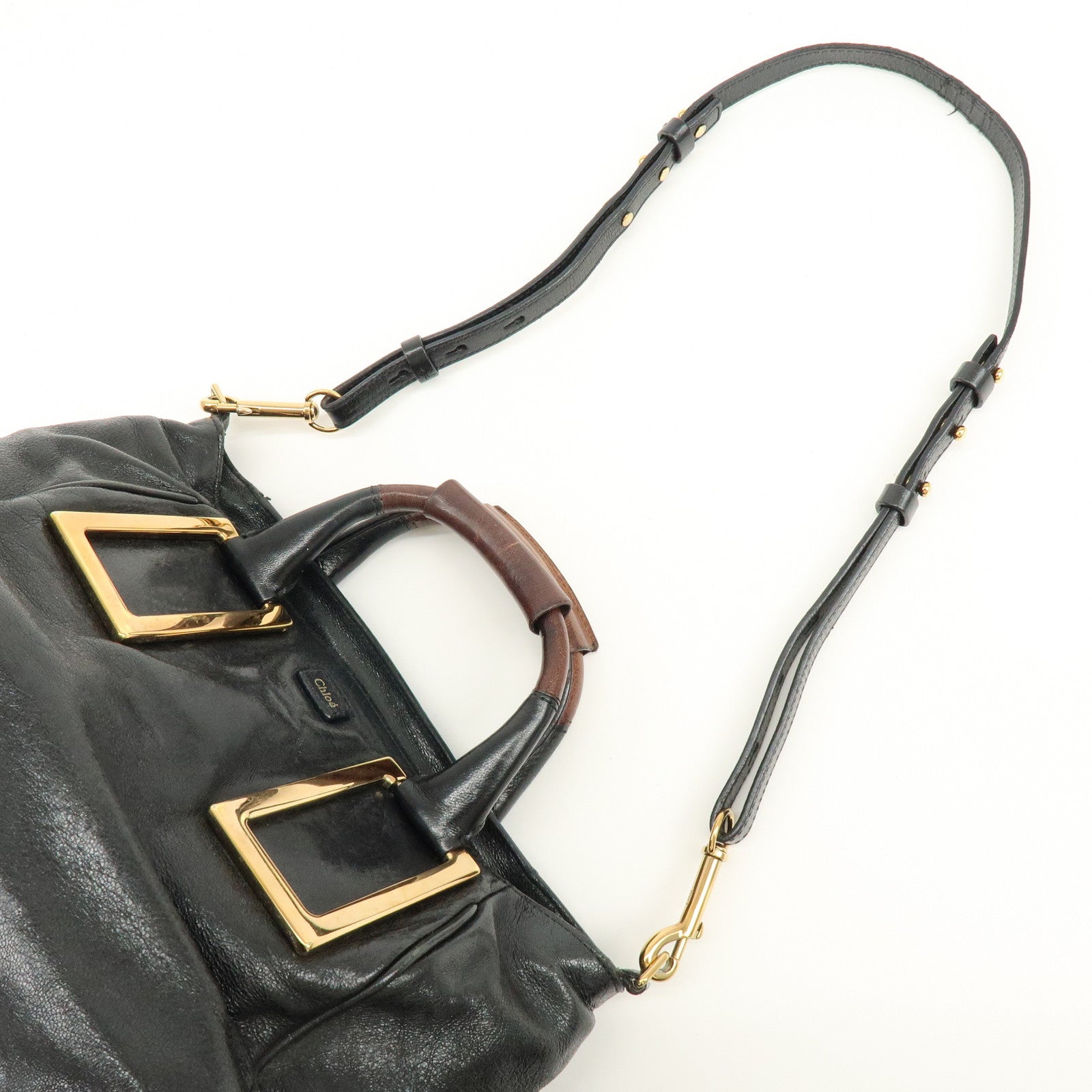 Chloe Ethel Leather 2Way Shoulder Bag Hand Bag Crossbody Bag Black