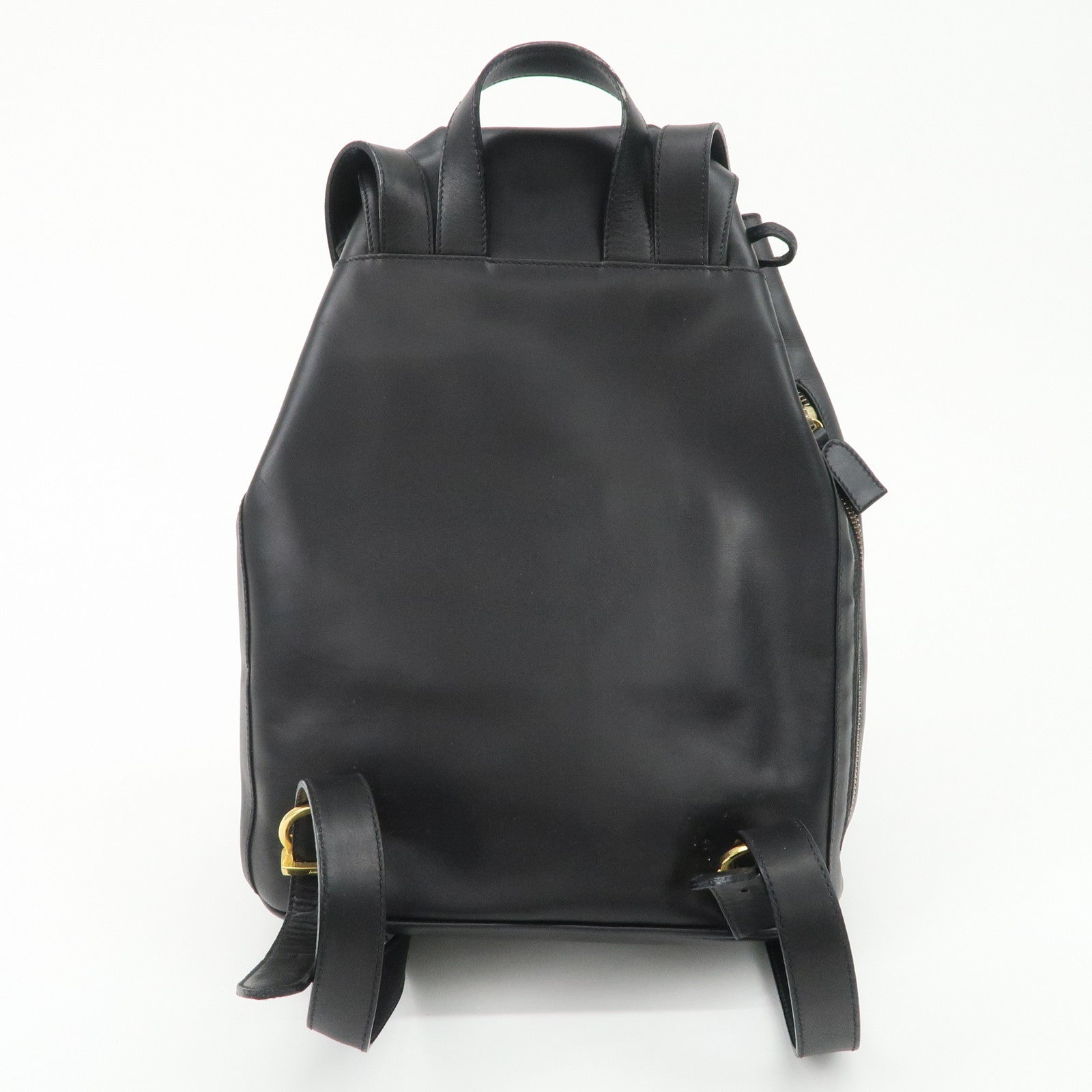 Ferragamo Gancini Leather Backpack Rucksack Black BV216148
