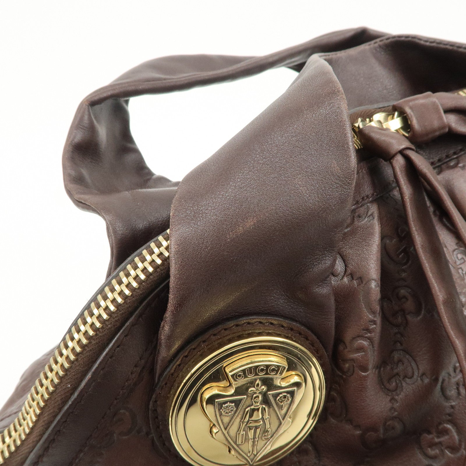 GUCCI Guccissima Histoire Leather Tote Bag Dark Brown 197019 Used