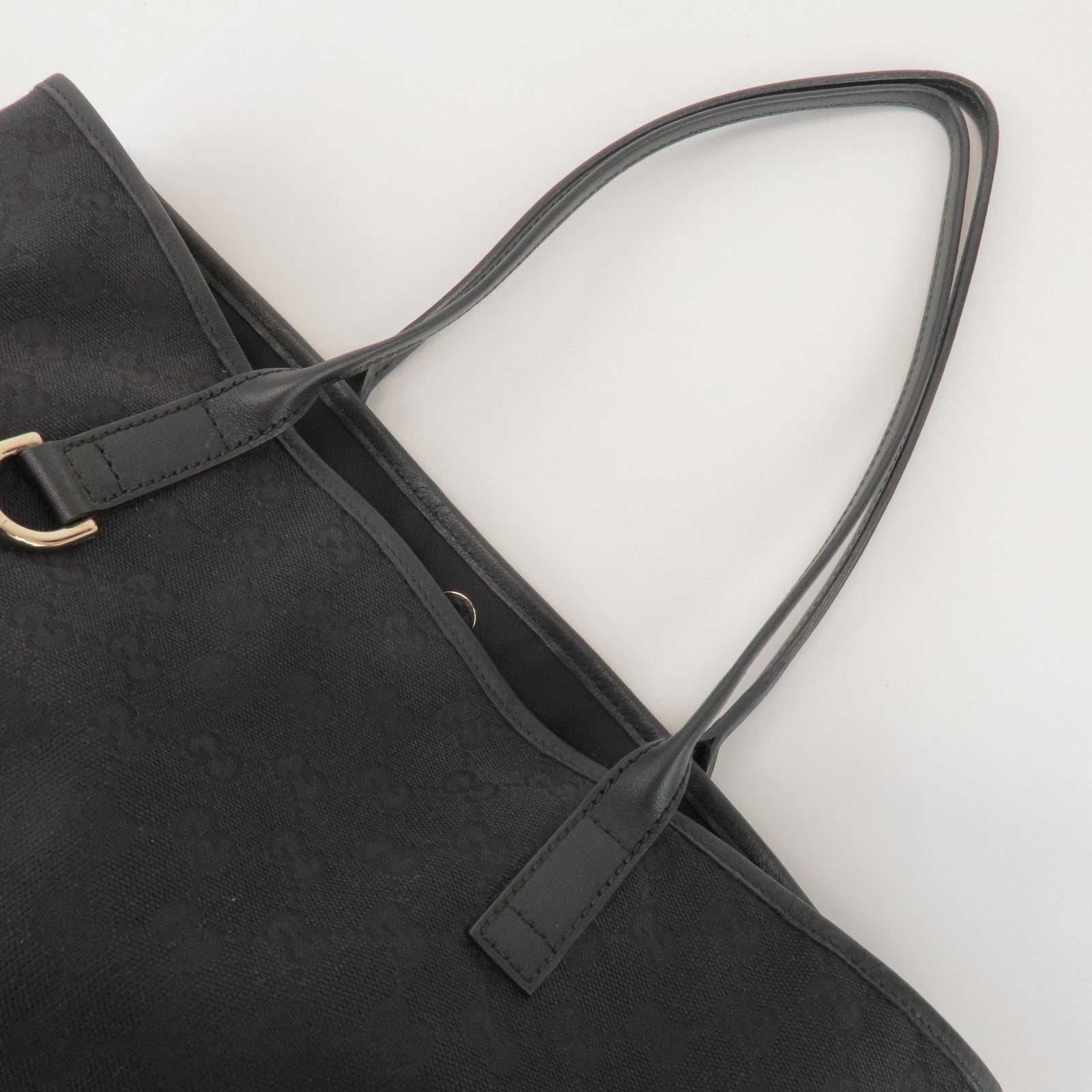 GUCCI New Britt GG Canvas Leather Tote Bag Hand Bag Black 169946