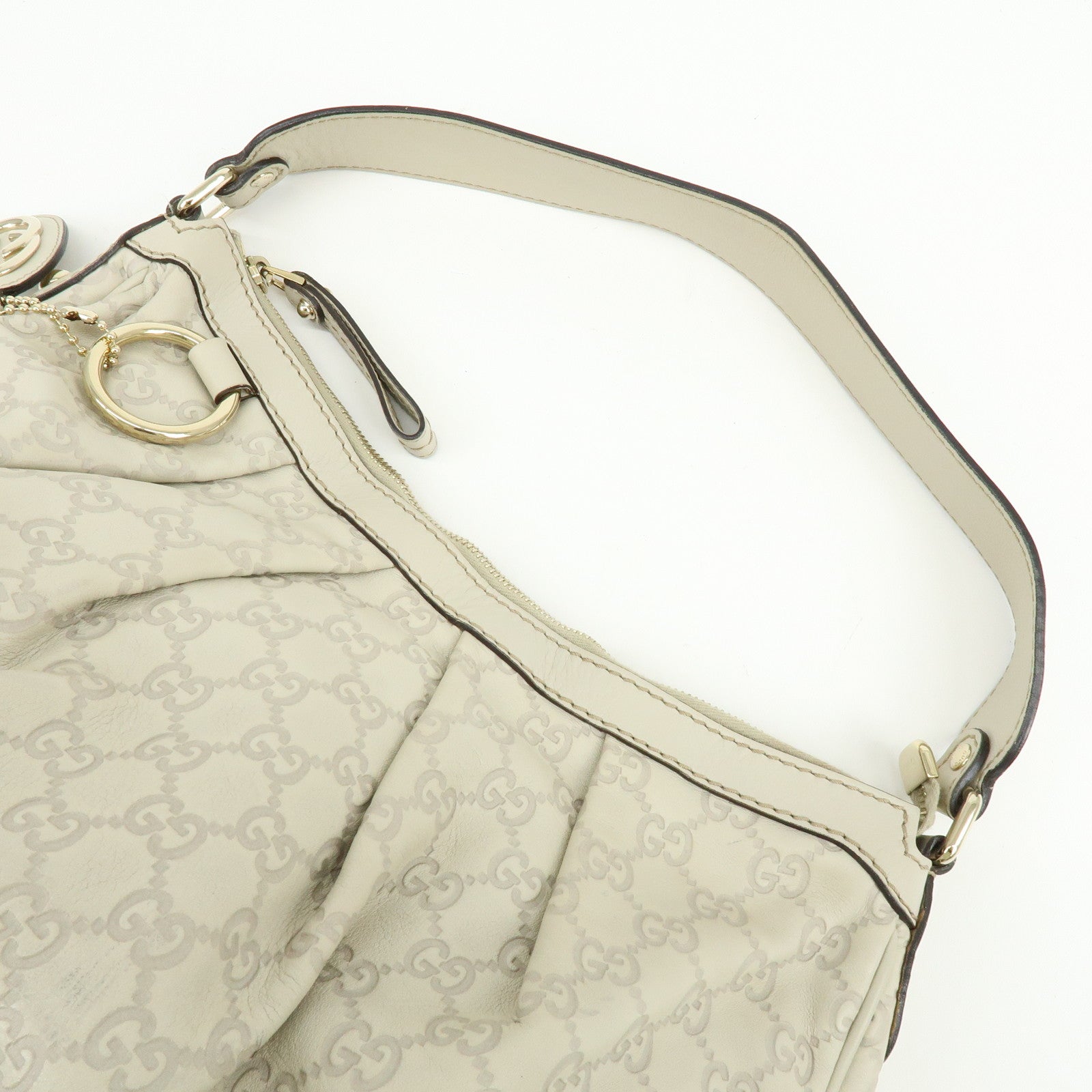 GUCCI Sukey Guccissima Leather Shoulder Bag Hand Bag White 232955