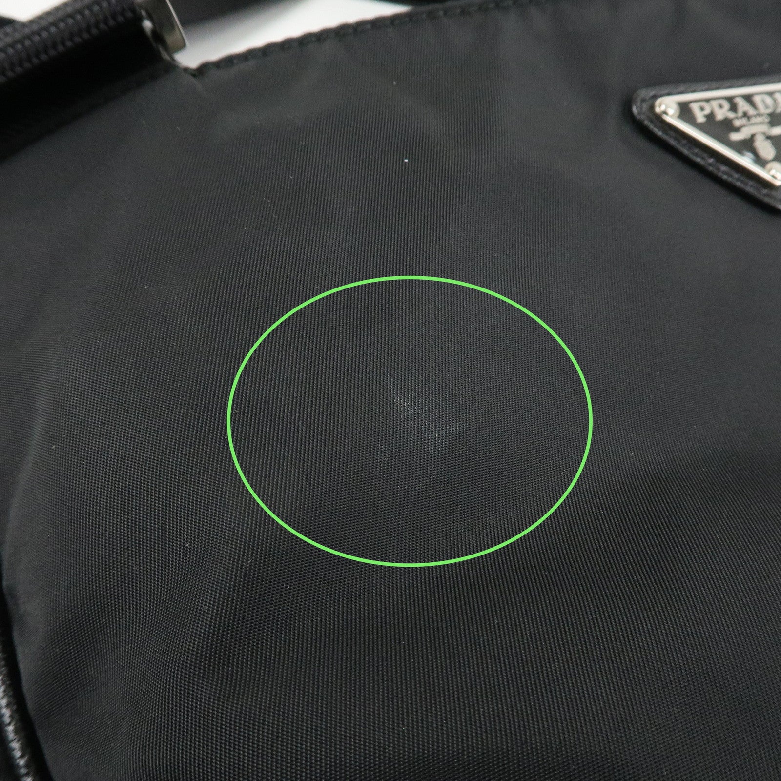 PRADA Triangle Logo Nylon Leather Shoulder Bag Silver HDW Black Used