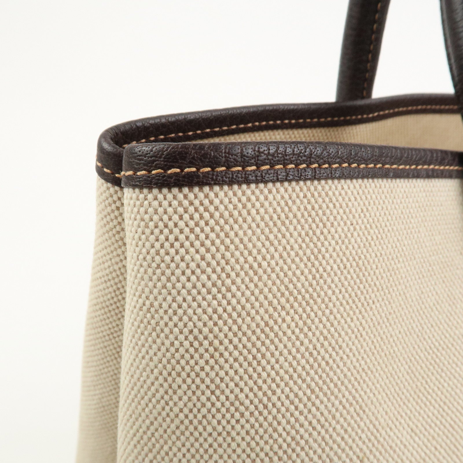HERMES Garden Party PM Toile Ash H Stamped Tote Bag Natural Brown