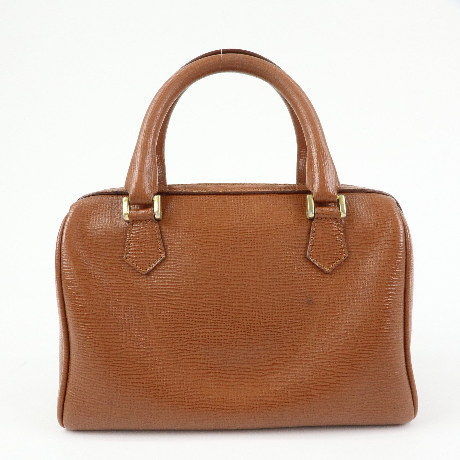 CELINE Triomphe Leather Boston Bag Hand Bag Brown