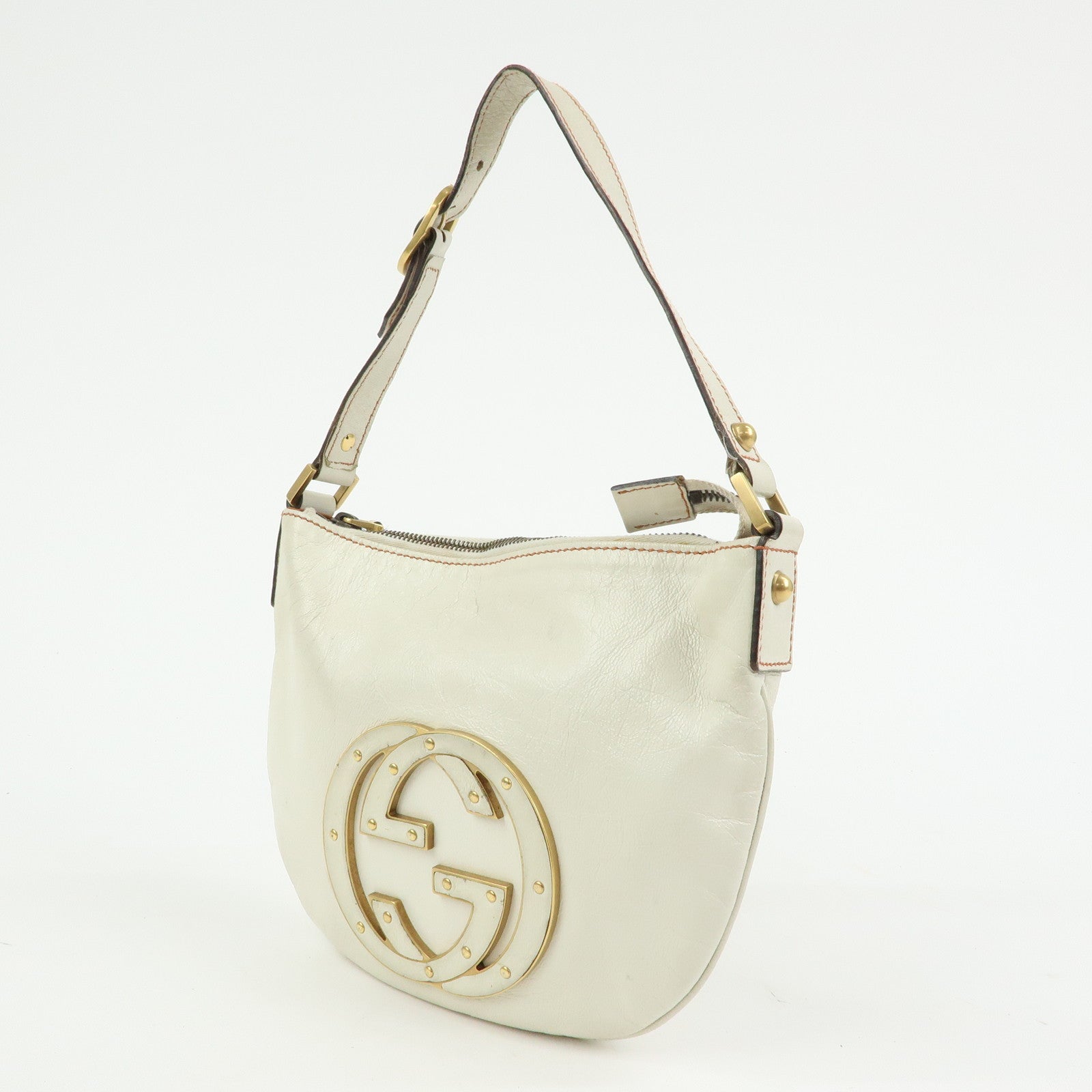 GUCCI Interlocking G Leather Hand Bag Shoulder Bag Ivory 121552