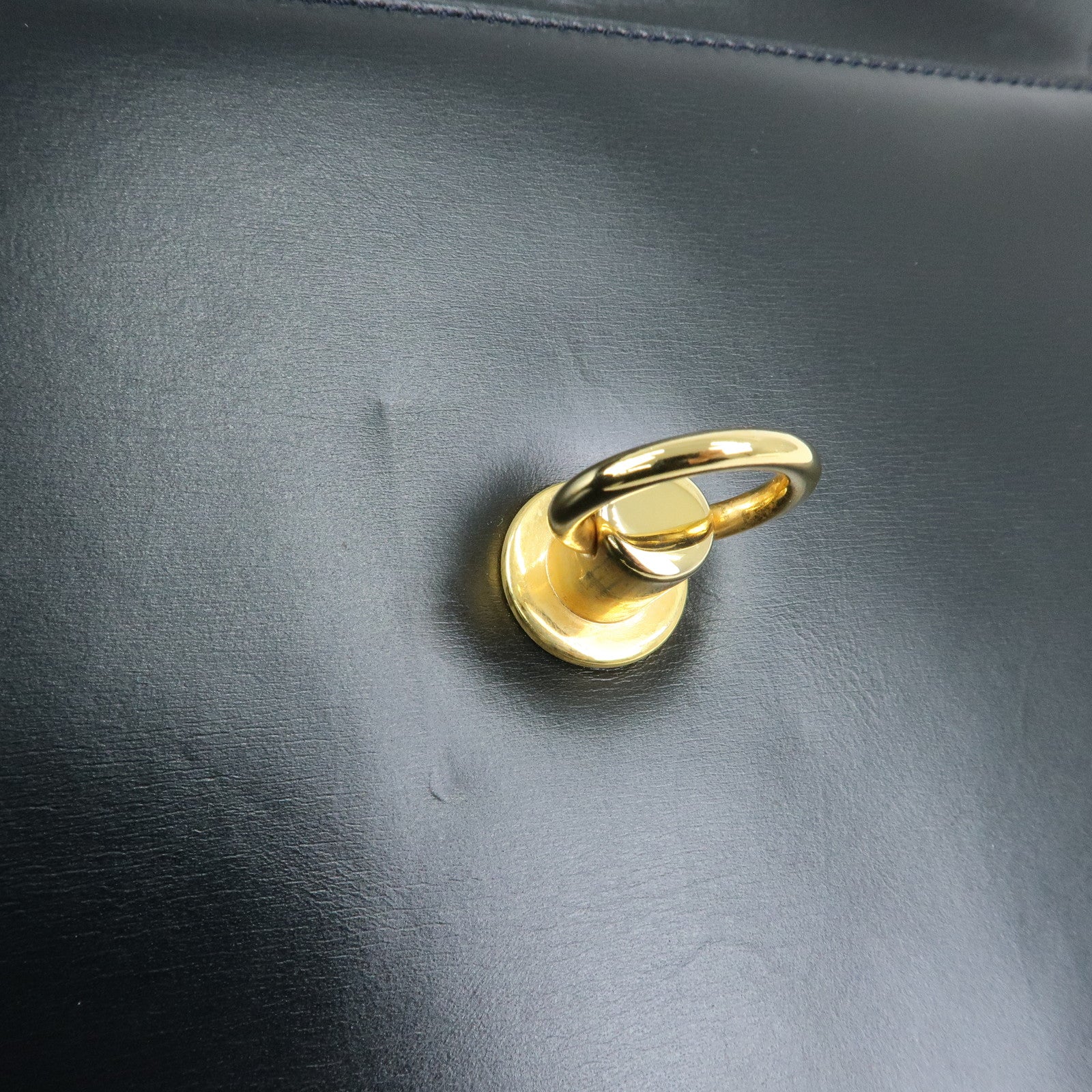 CELINE Leather Envelope Flap Clutch Bag Pouch Navy