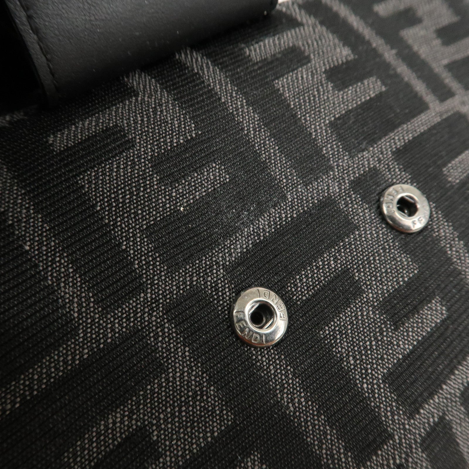 FENDI Zucca Leather Canvas Baguette Slim Clutch Bag Black 7M0295 Used