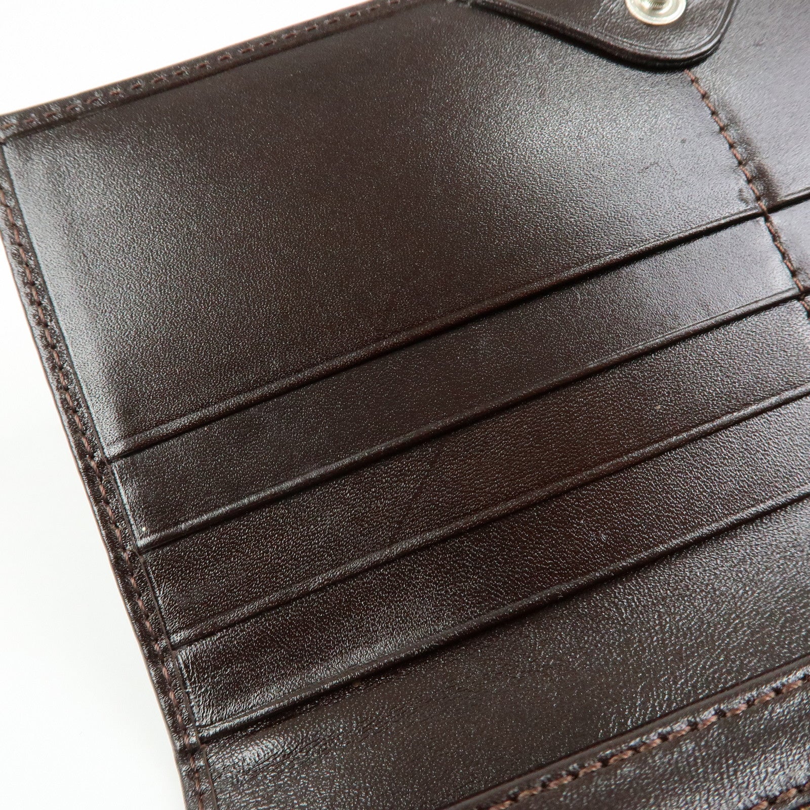 FENDI Zucca Canvas Leather Bi-fold Long Wallet Brown 30851