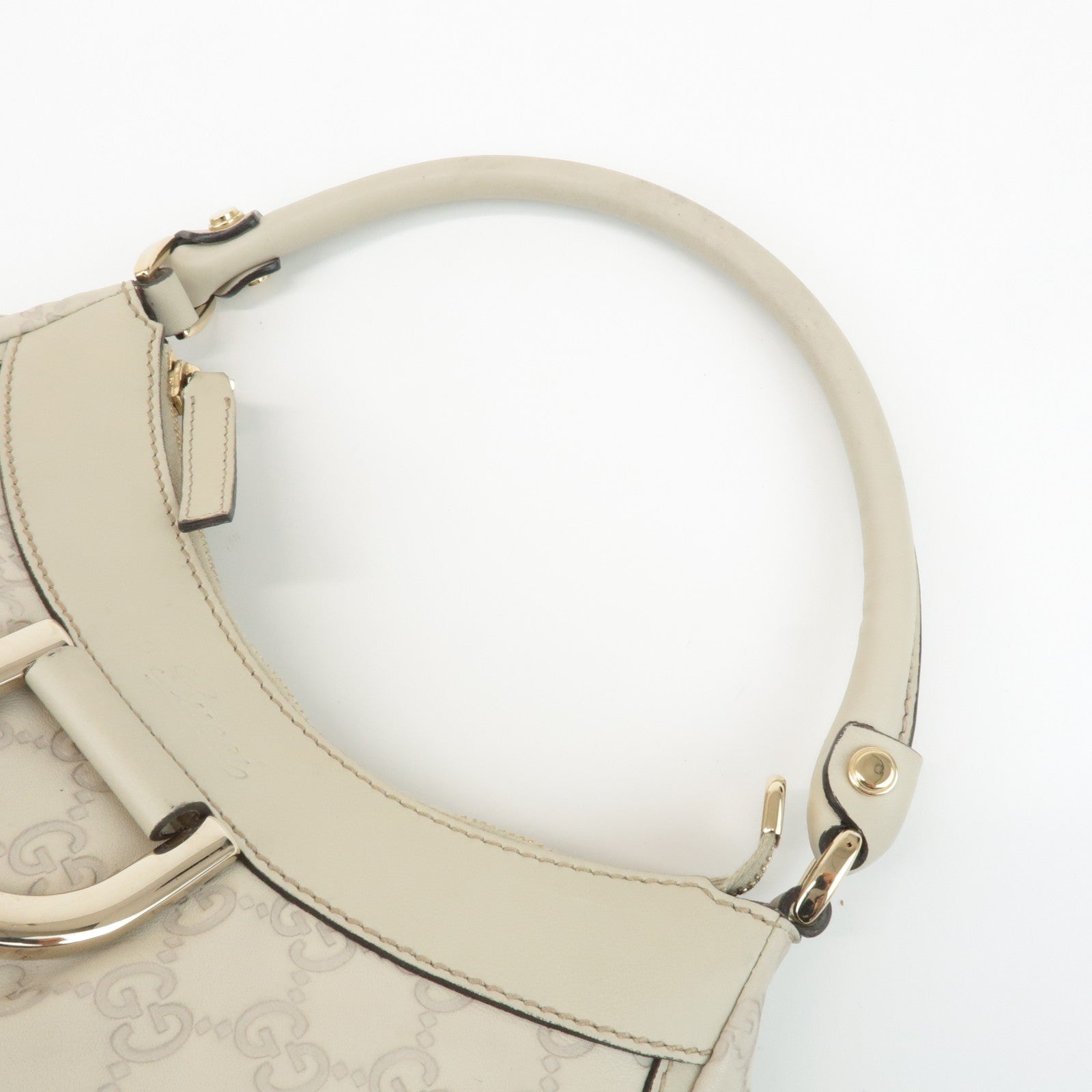 GUCCI Abbey Guccissima Leather Shoulder Bag Hand Bag Ivory 190525 Used