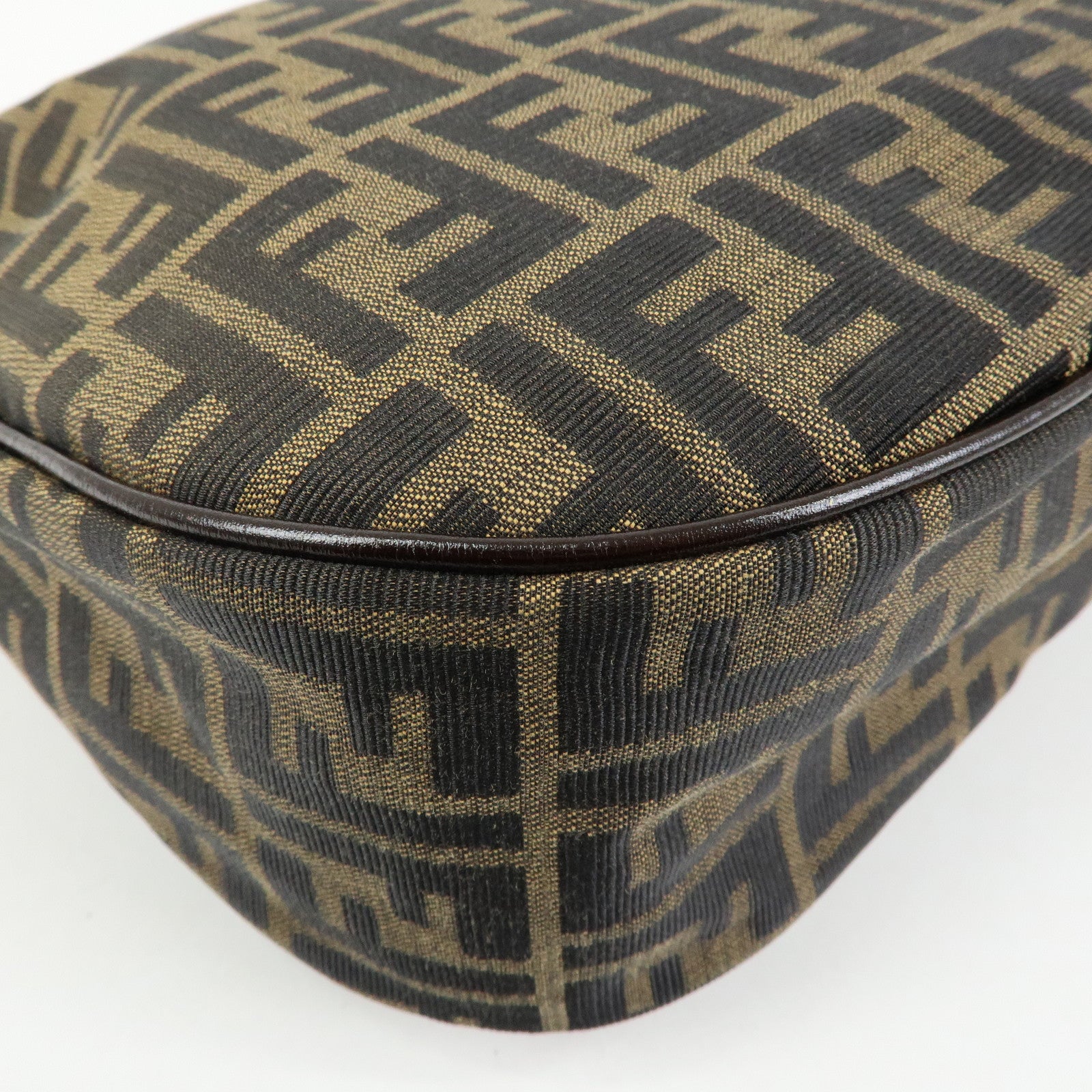 FENDI Zucca Canvas Leather Shoulder Bag Hand Bag Brown 83152390981