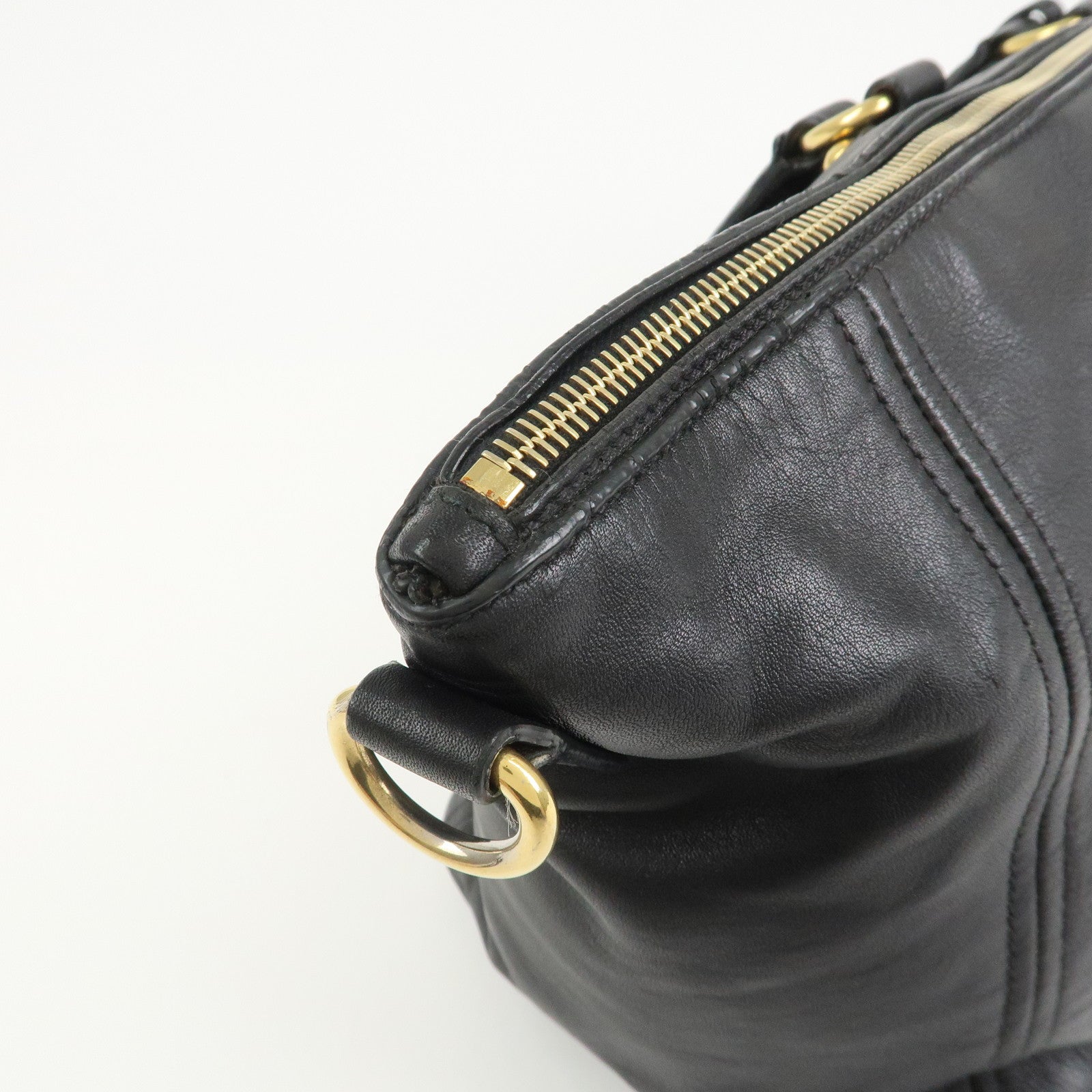 PRADA Triangle Logo Leather 2 Way Bag Hand Bag Shoulder Bag BL0685