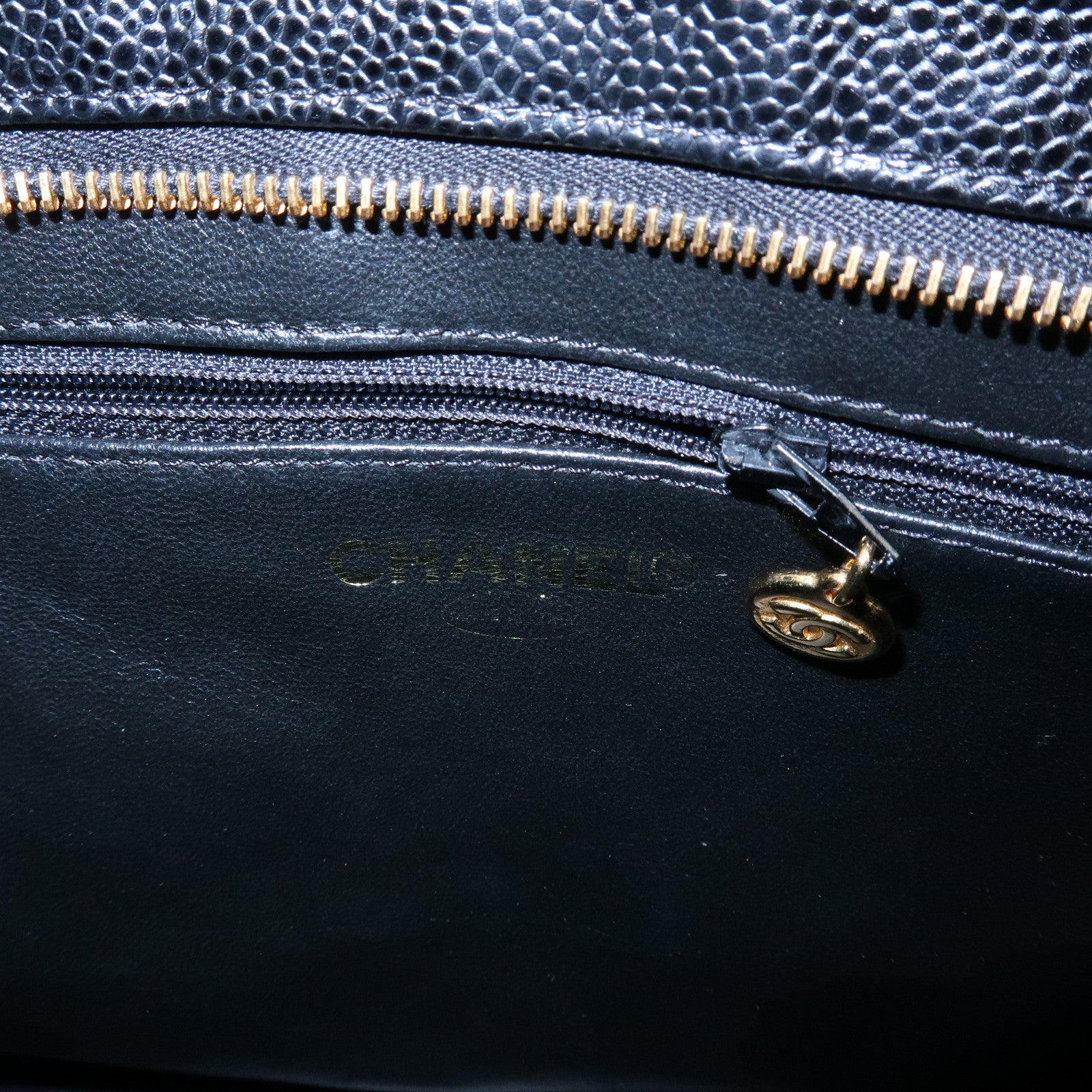 CHANEL Matelasse COCO Mark Caviarskin Medallion Tote Bag A01804