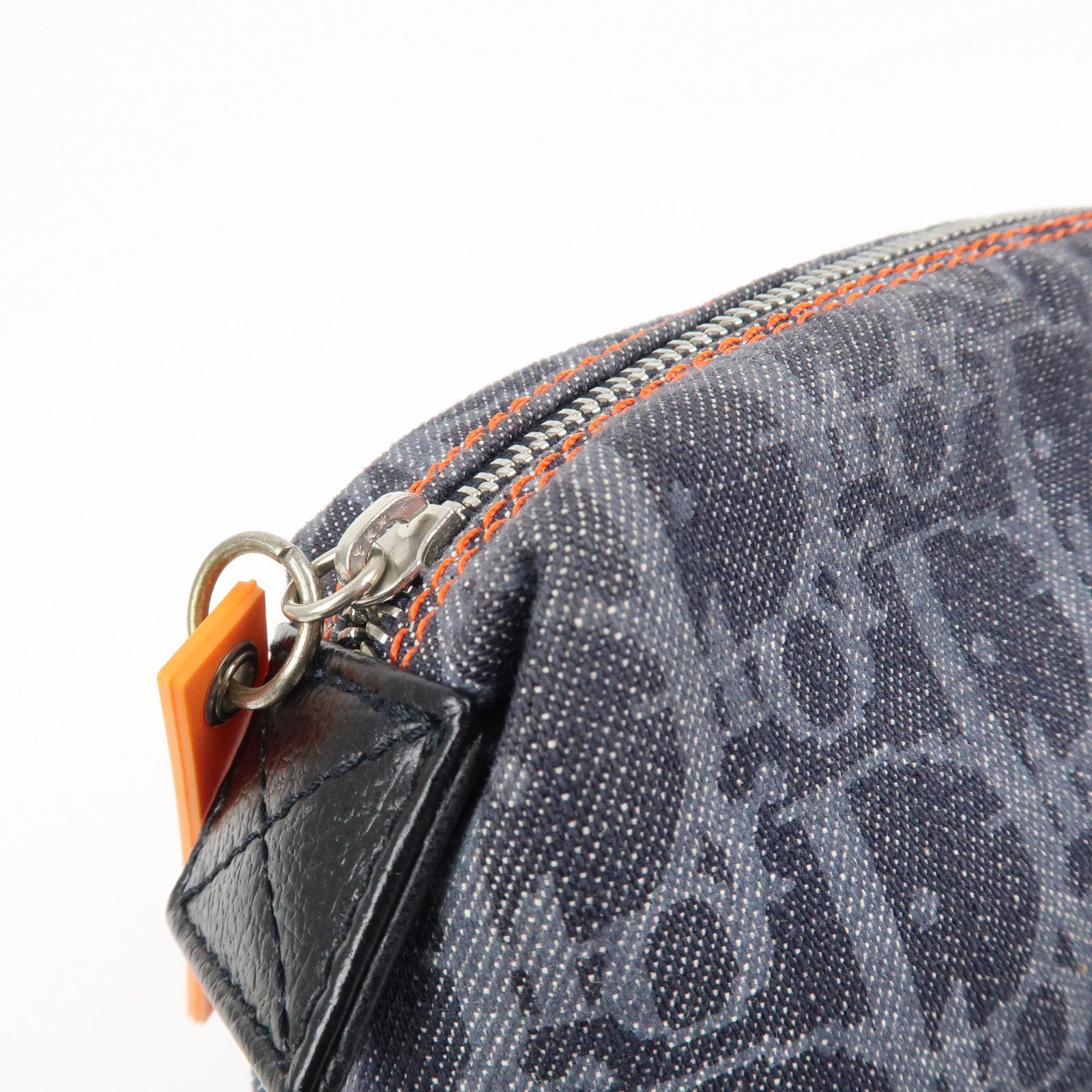 Christian Dior Denim Cosmetic Pouch Indigo Blue Orange