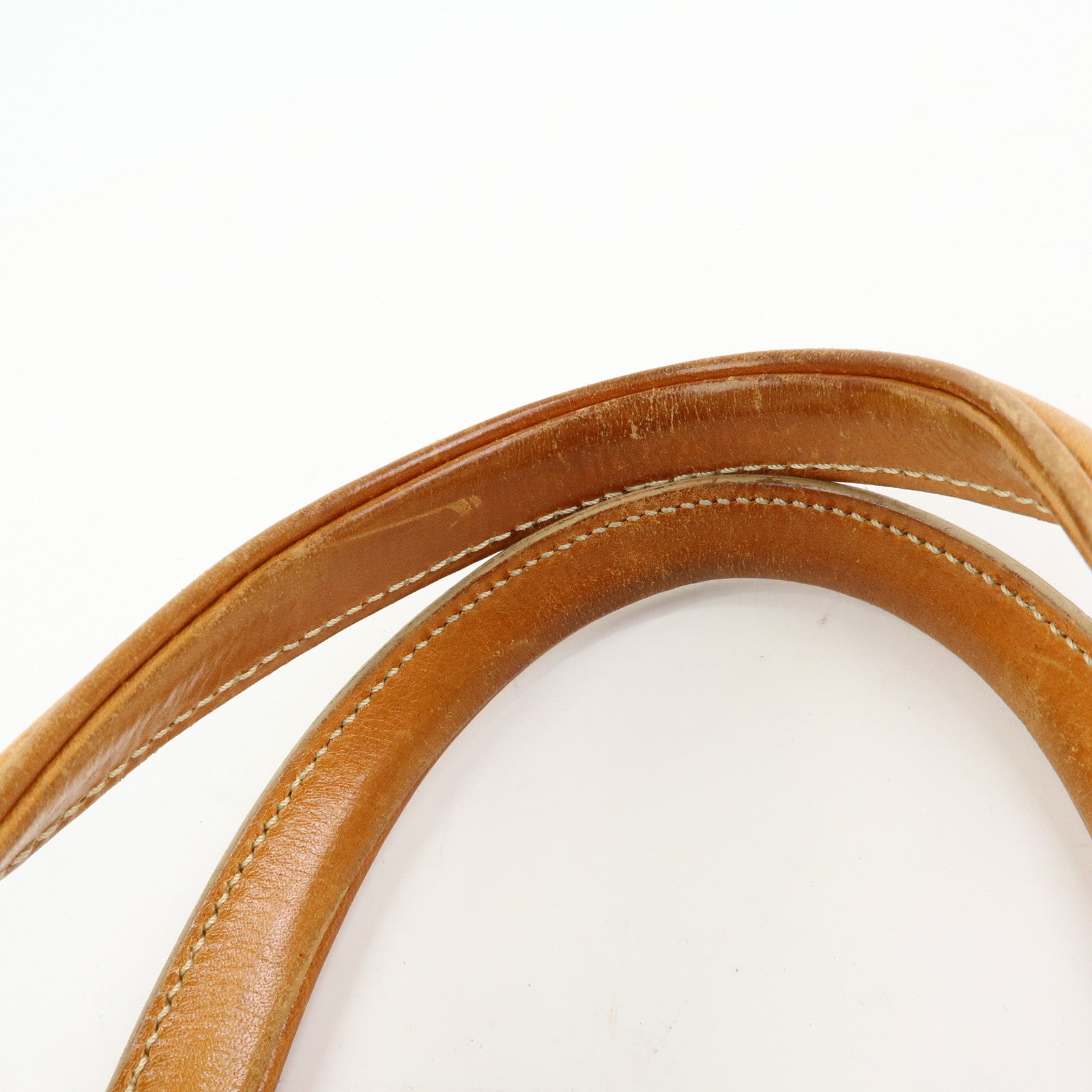 CELINE Macadam PVC Leather Hand Bag Boston Bag Beige Camel