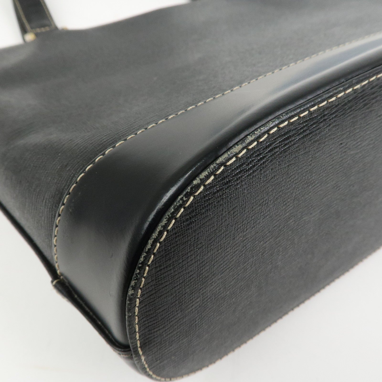 BURBERRY Logo Leather Tote Bag Shoulder Bag Hand Bag Black