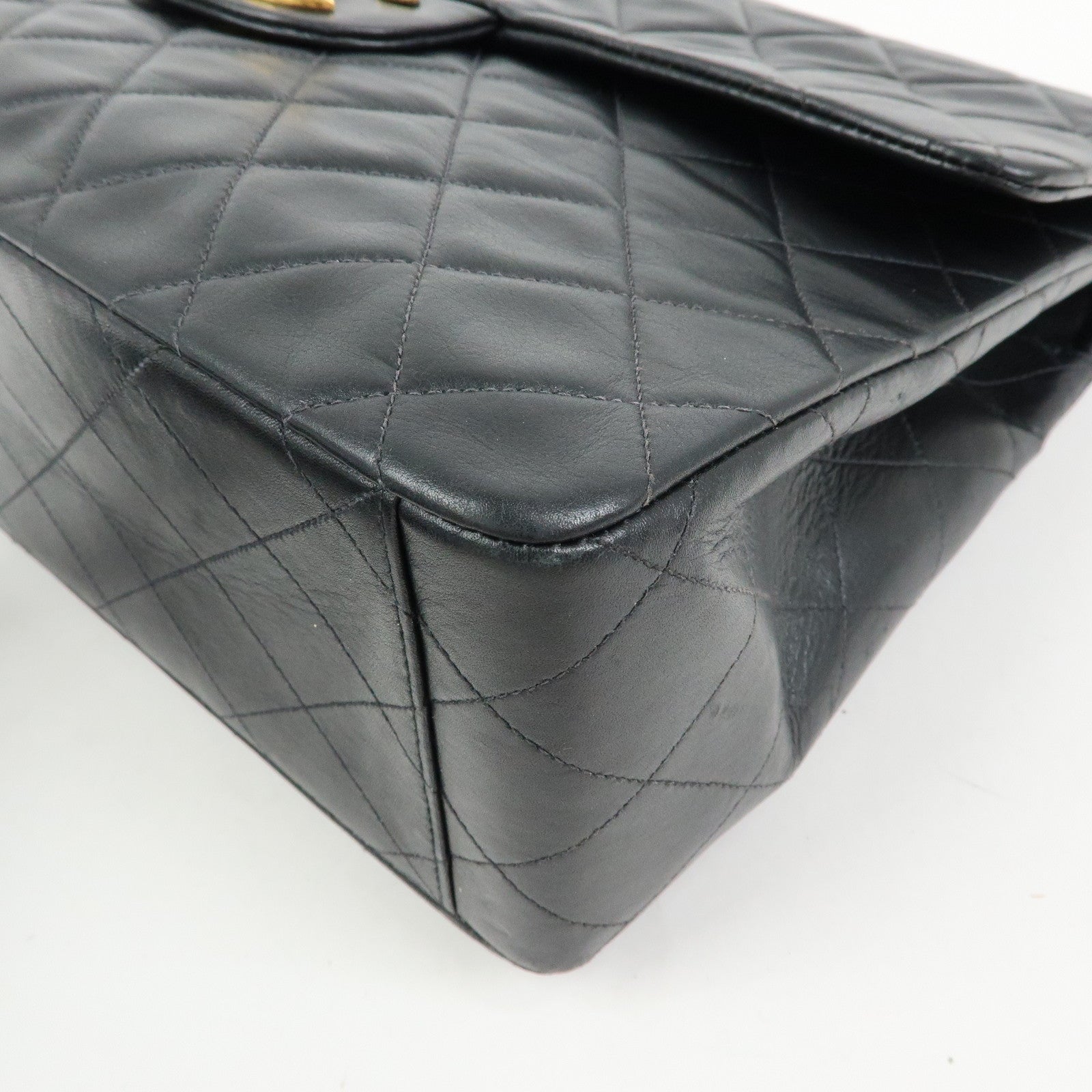CHANEL Jumbo Matelasse 34 Lamb Skin Shoulder Bag Black A01094