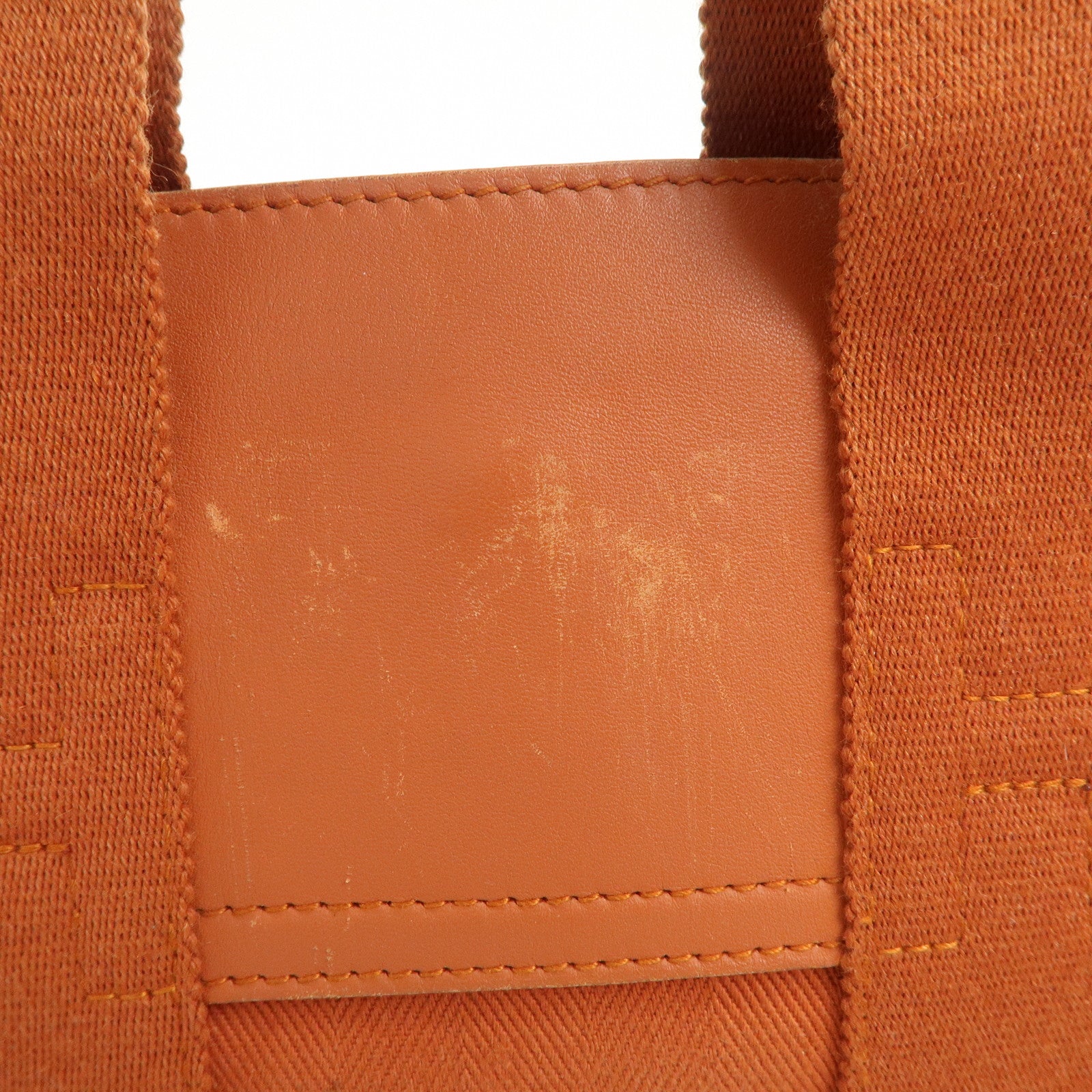 HERMES Valparaiso PM Toile Ash Leather Tote Bag Orange