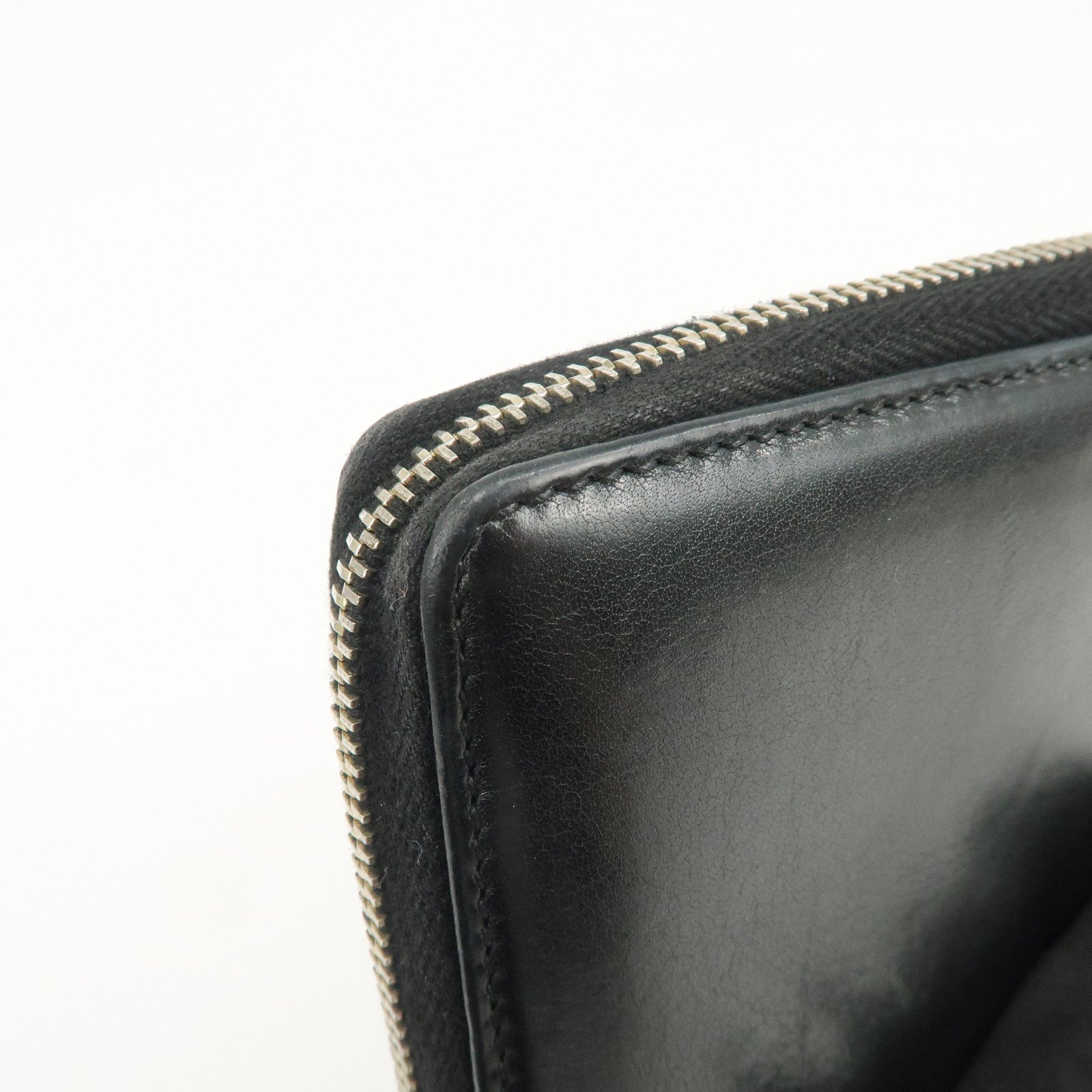 GUCCI Bamboo Logo Leather Round Zippy Wallet Black 224253