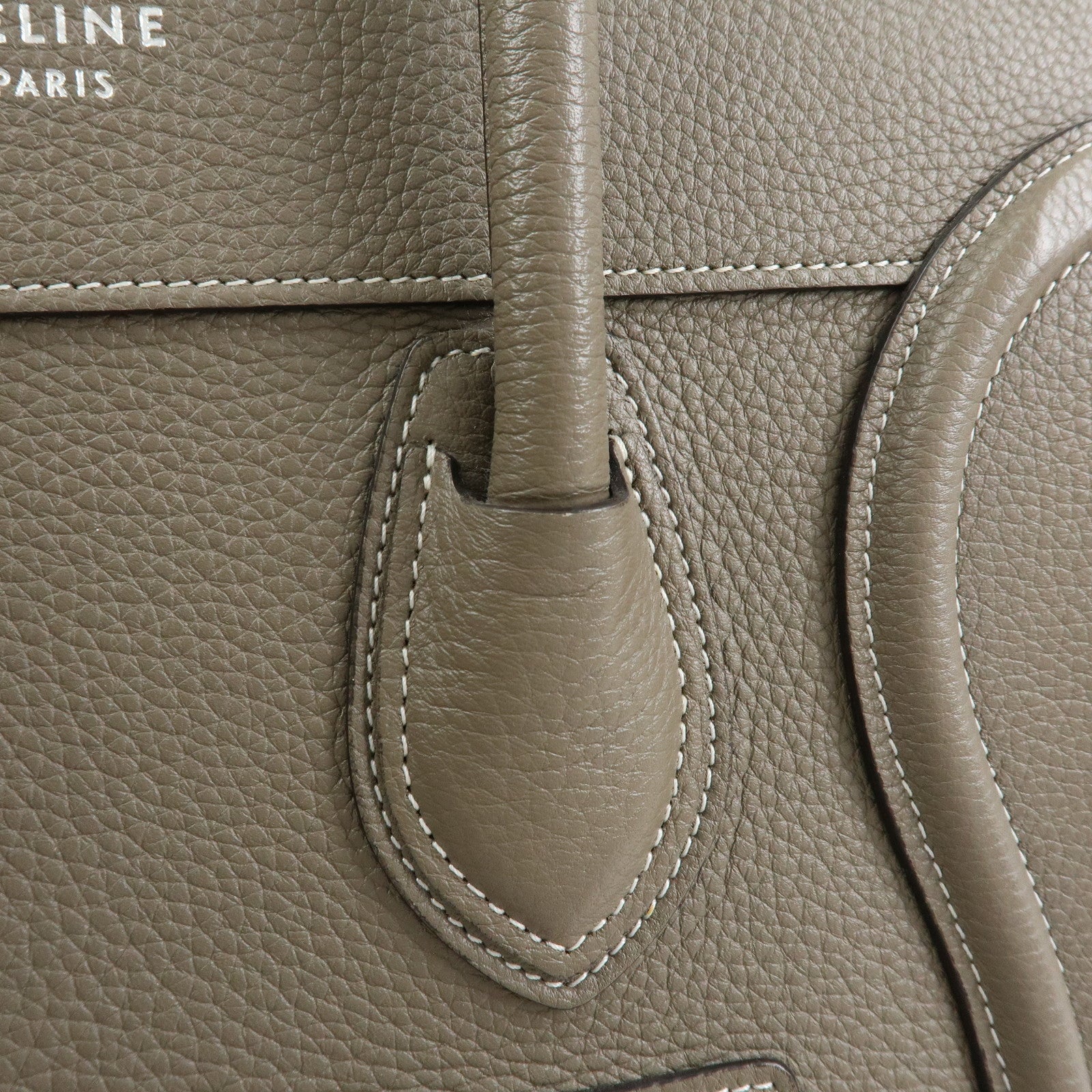 CELINE Luggage Micro Shopper Calf Leather Hand Bag Gray