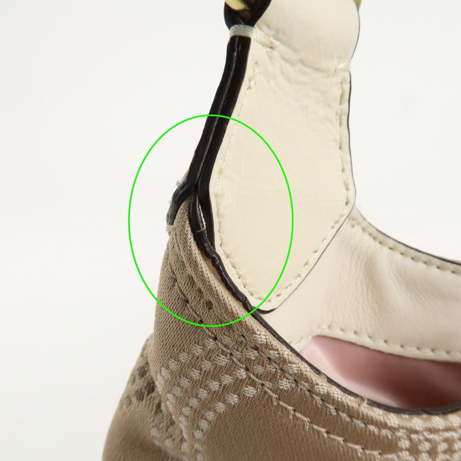 COACH Ashley Canvas Patent Leather Dot Op Art Hobo Bag Beige F21920 Used