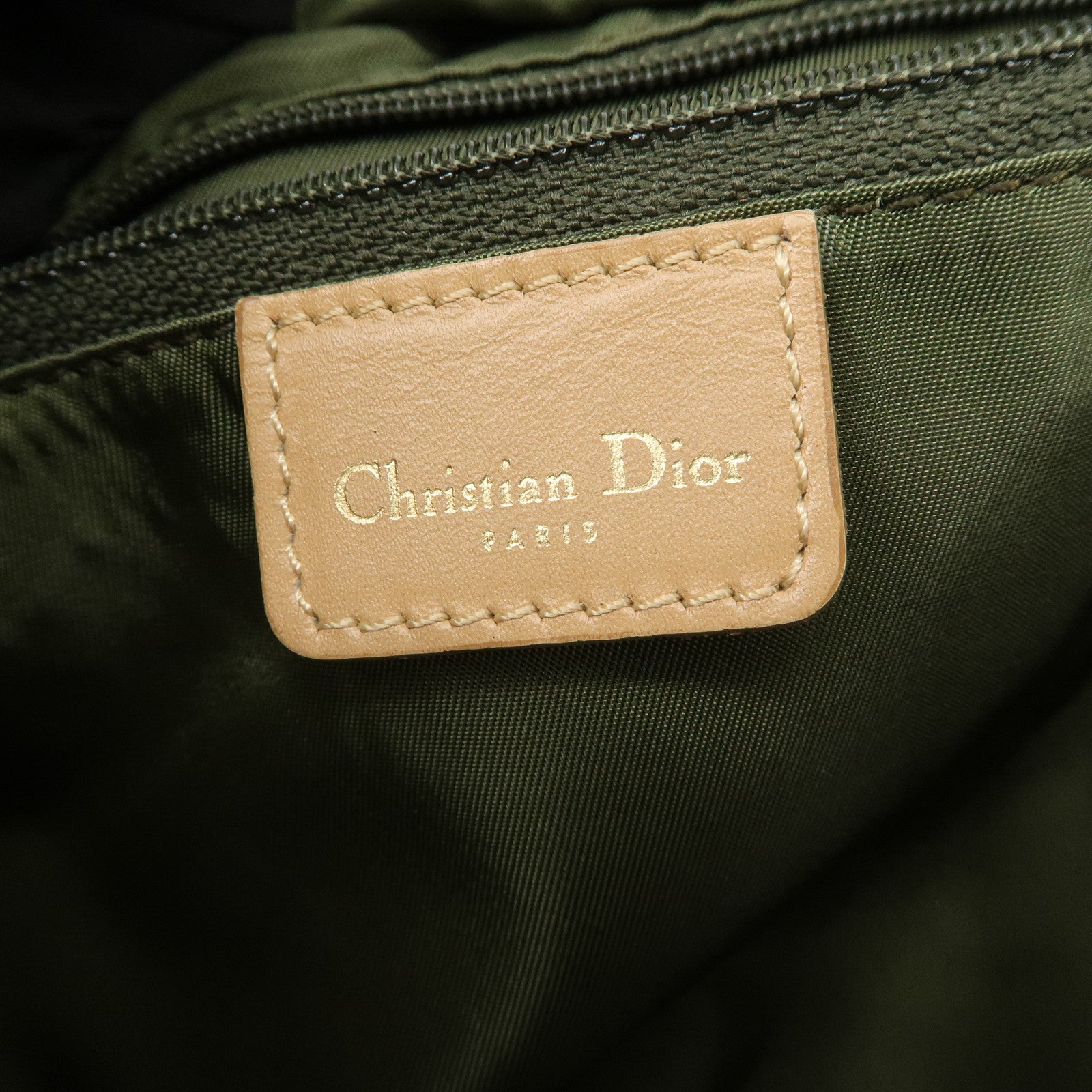 Christian Dior Trotter Canvas Leather Boston Bag Hand Bag Khaki