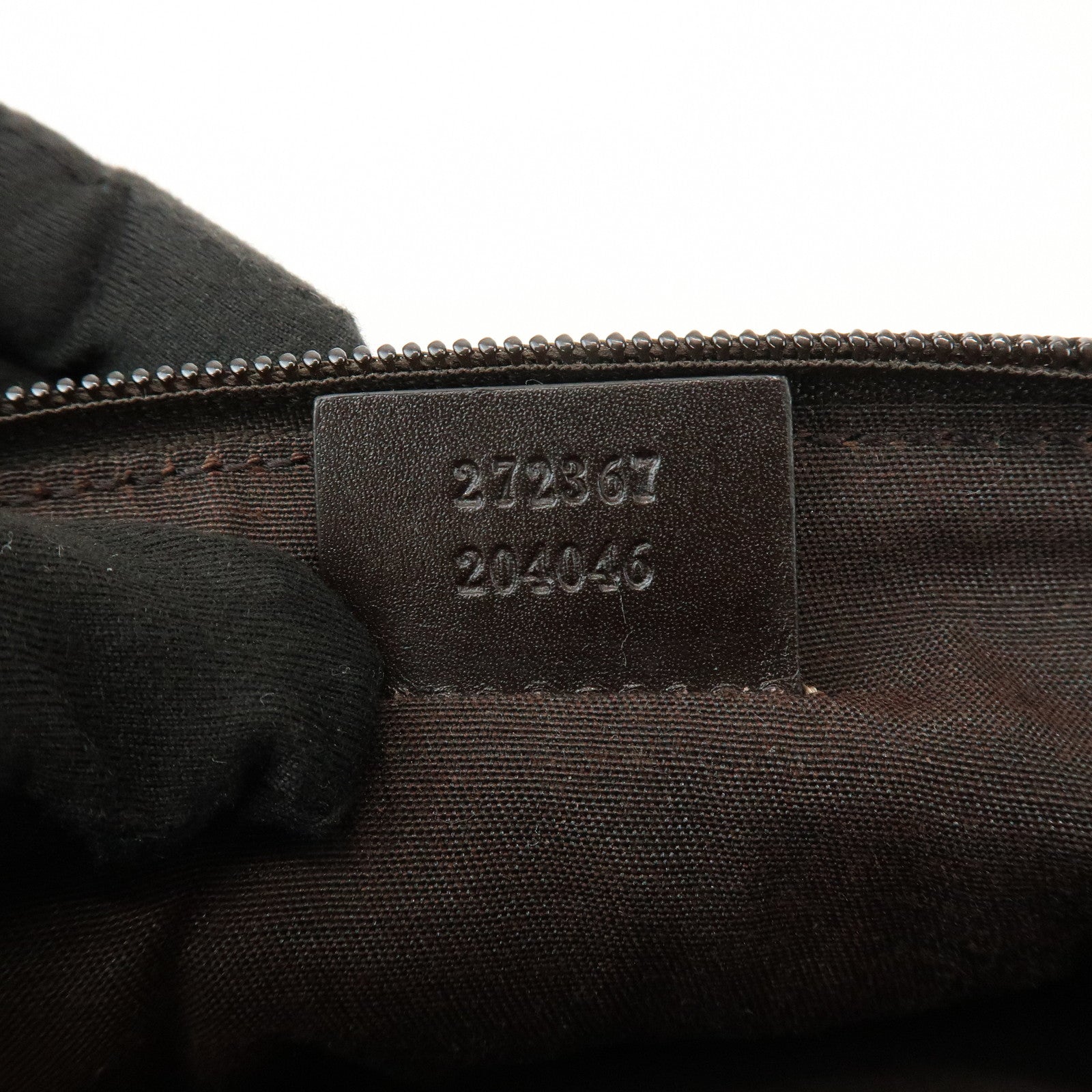 GUCCI GG Mnogram Canvas Leather Cosmetic Pouch Brown 272367