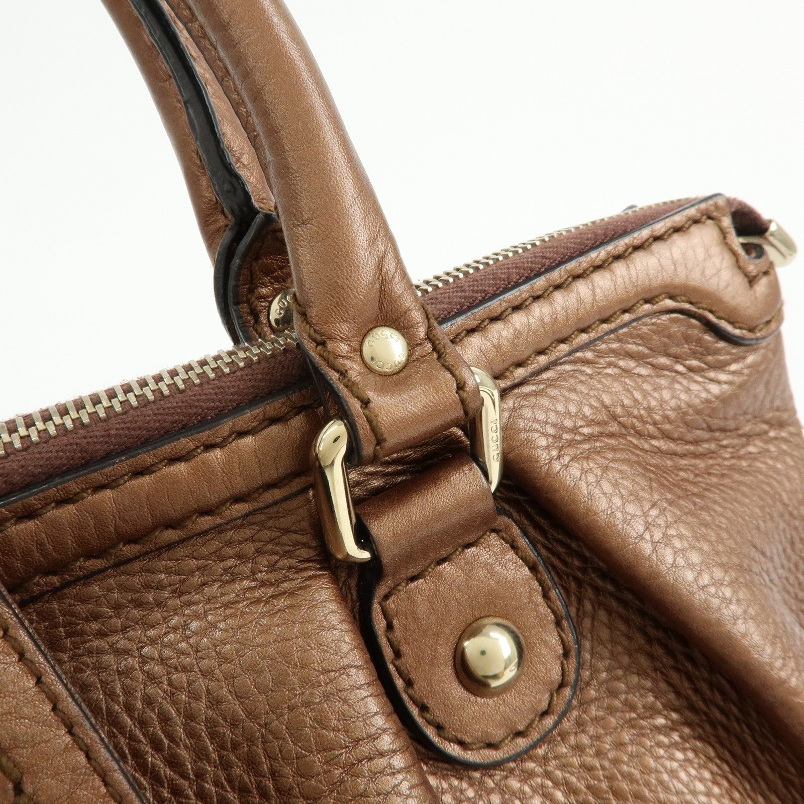 GUCCI Sukey Interlocking G Leather 2Way Shoulder Bag Bronze 247902