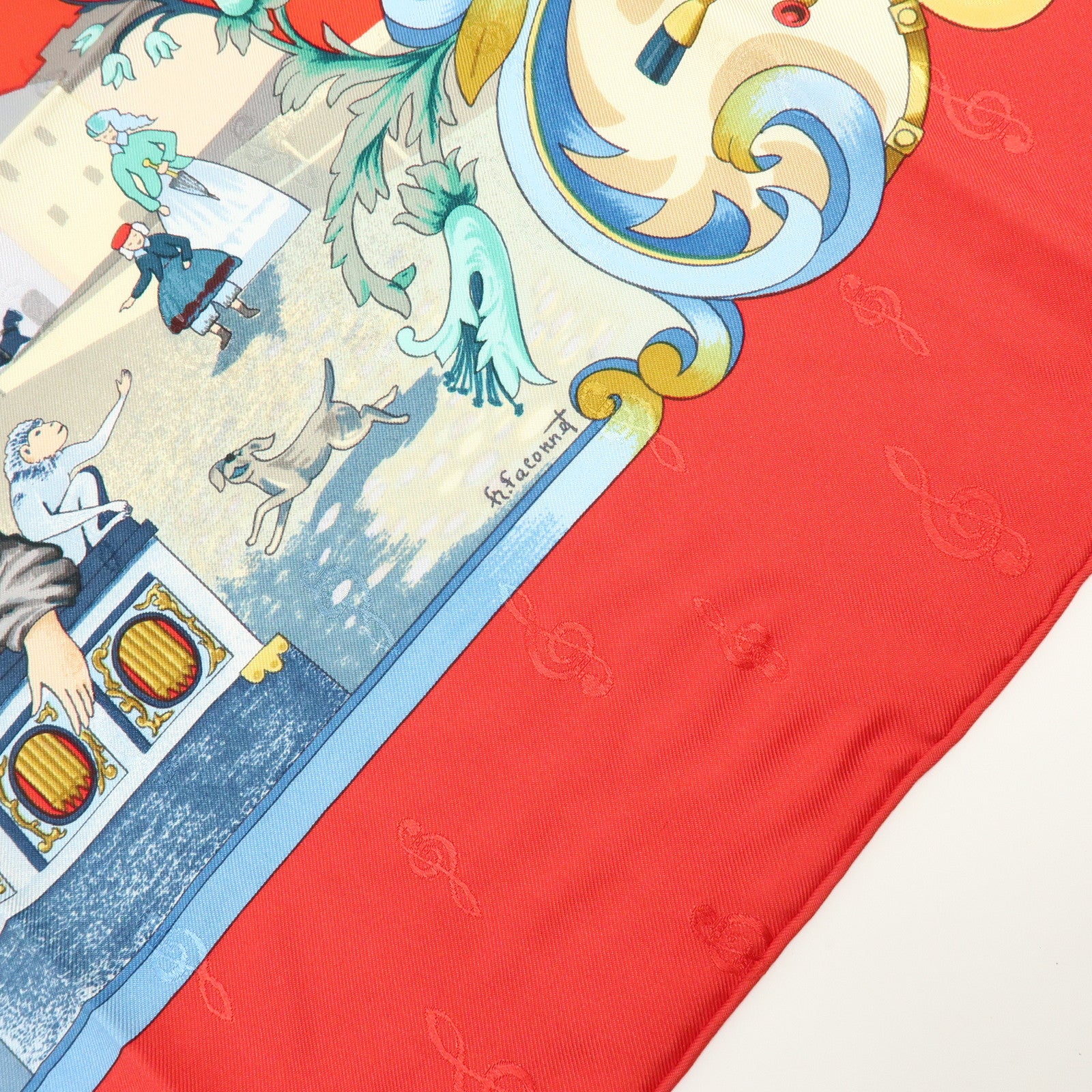 HERMES Carre 90 Silk 100% ORGAUPHONE ETAUTRES MECANIQUES Scarf Red