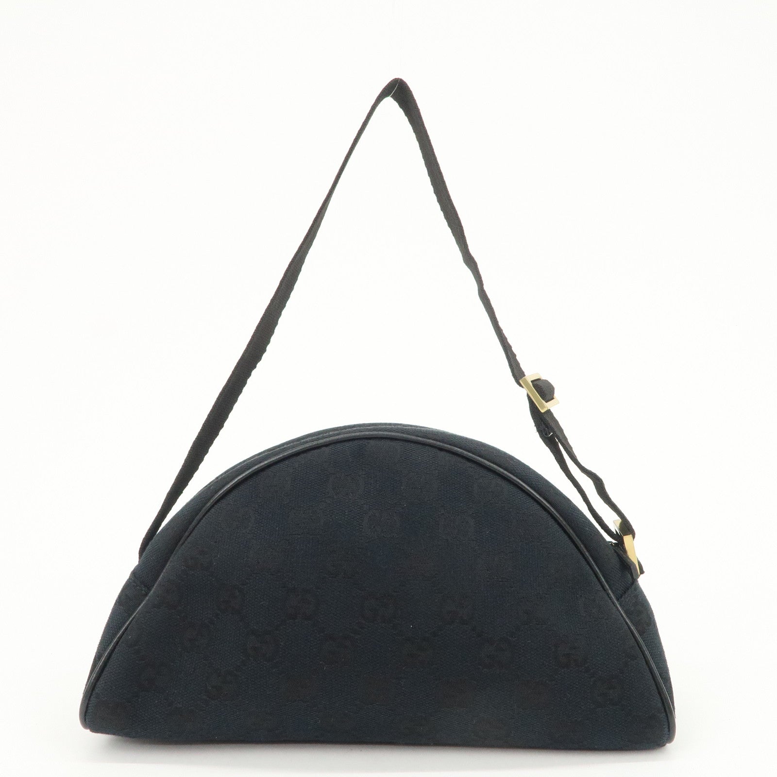 GUCCI GG Monogram Half Moon Shoulder Bag Hand Bag Black 90781
