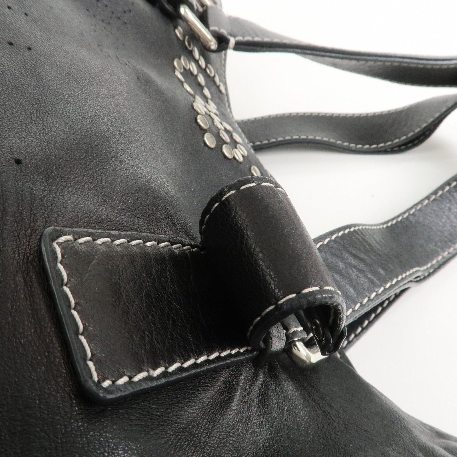 Chloe Patsy Leather Tote Bag Shoulder Bag Studs Black
