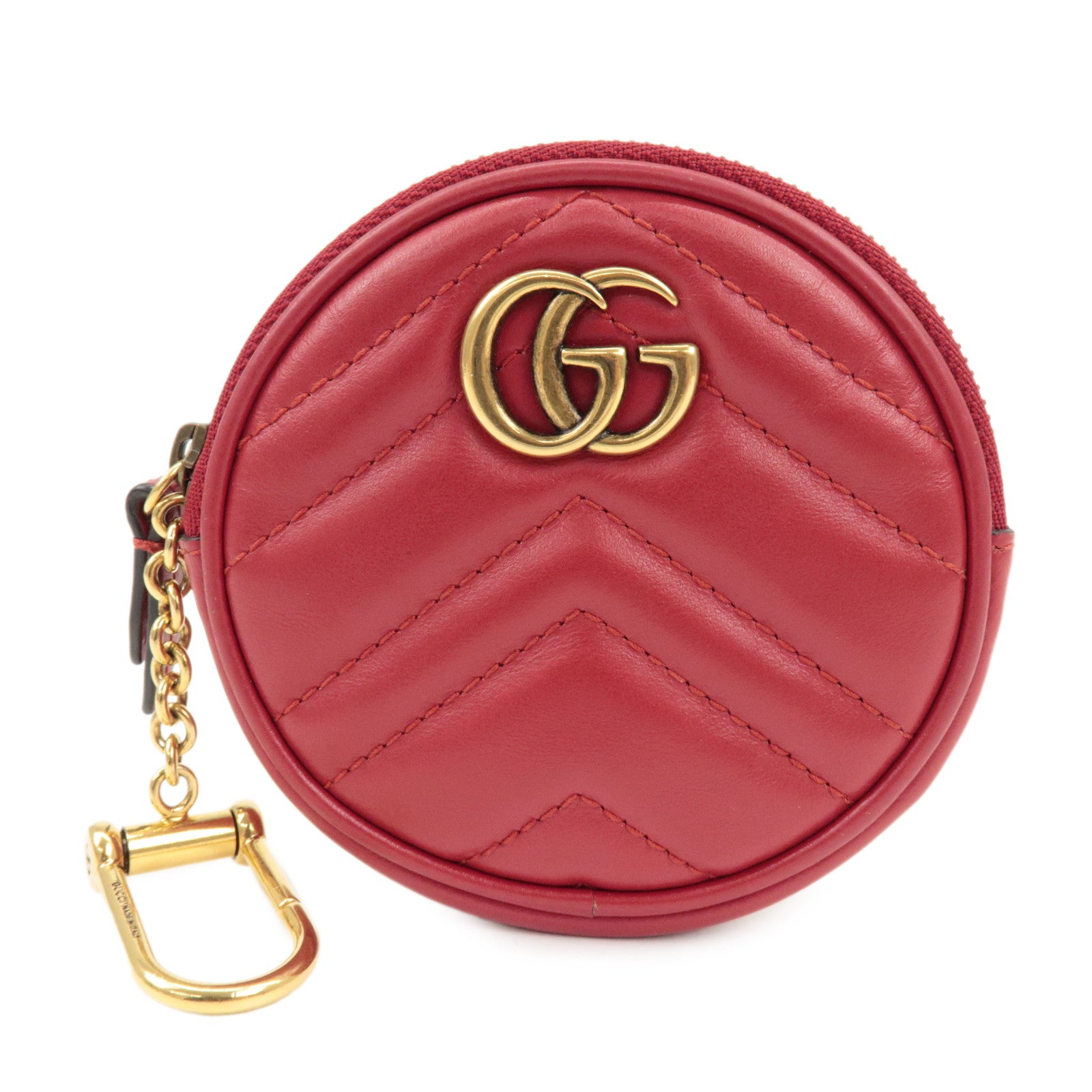 GUCCI GG Marmont Leather Round Coin Case Red 575160 Used