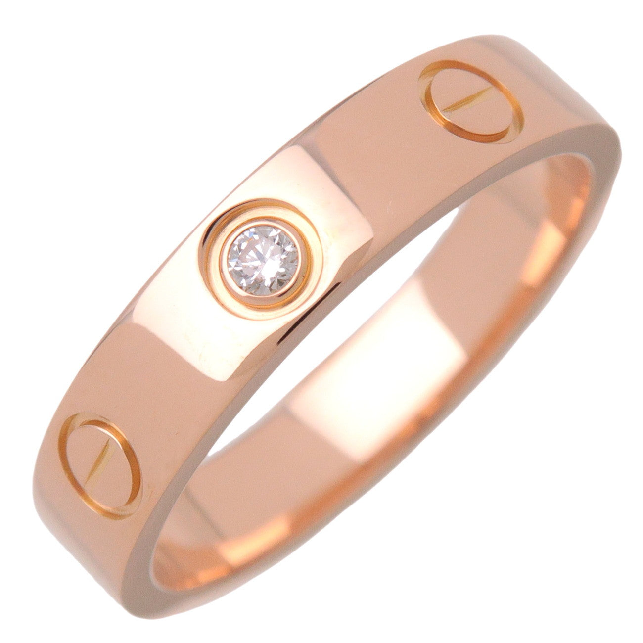 Cartier Mini Love 1P Diamond Ring # K18 750PG Rose Gold #50 US5.25