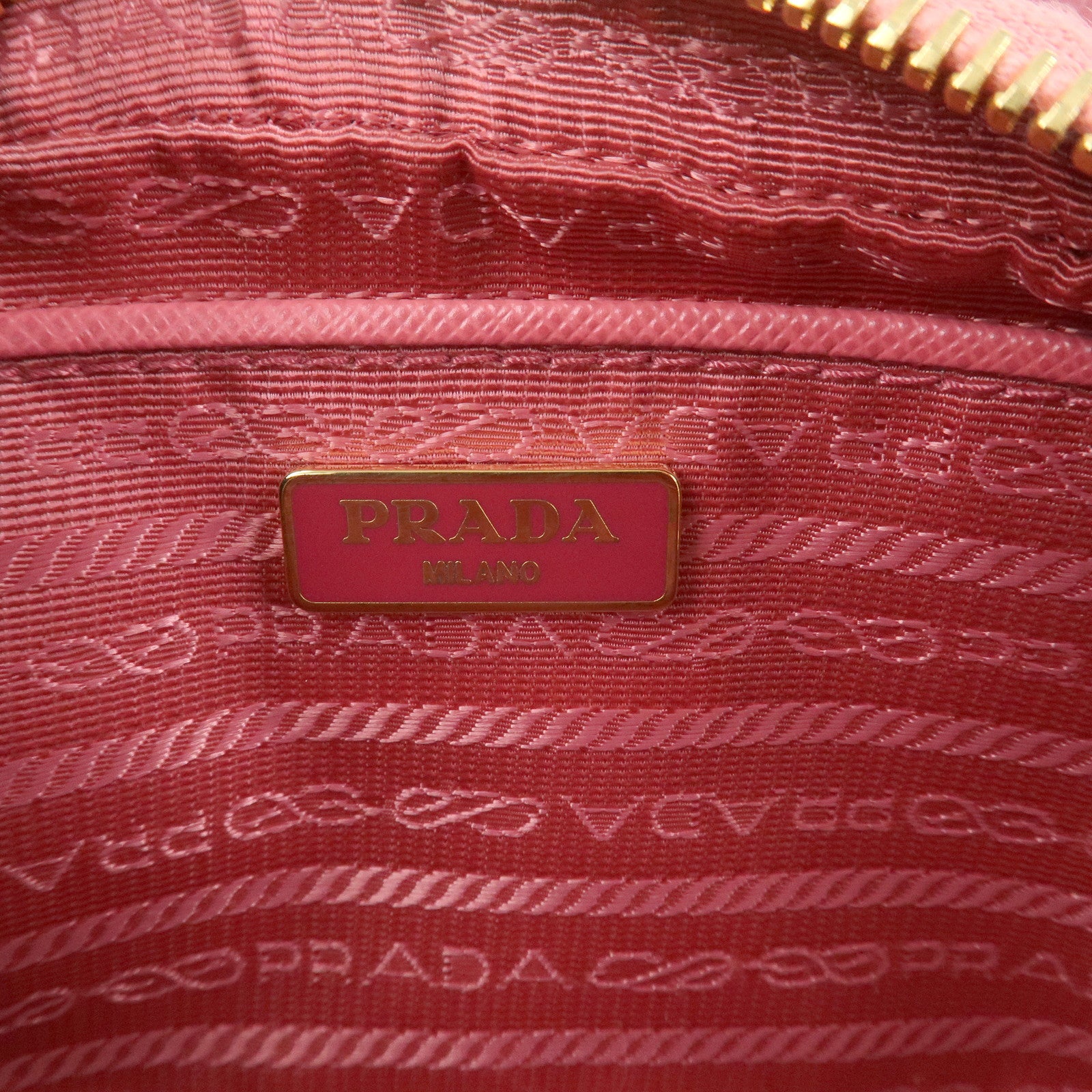 PRADA Saffiano Leather Ribbon Mini Camera Shoulder Bag Pink 1N1674