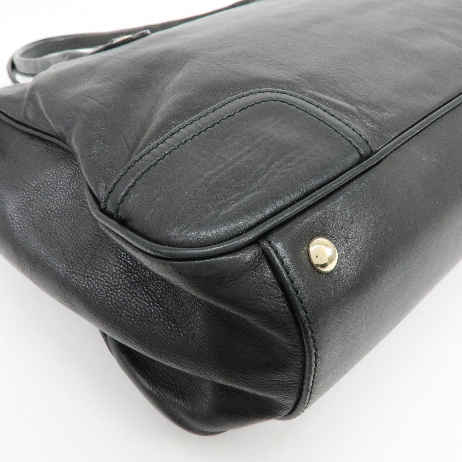 GUCCI Princy Leather Tote Bag Shoulder Bag Hand Bag Black 177052