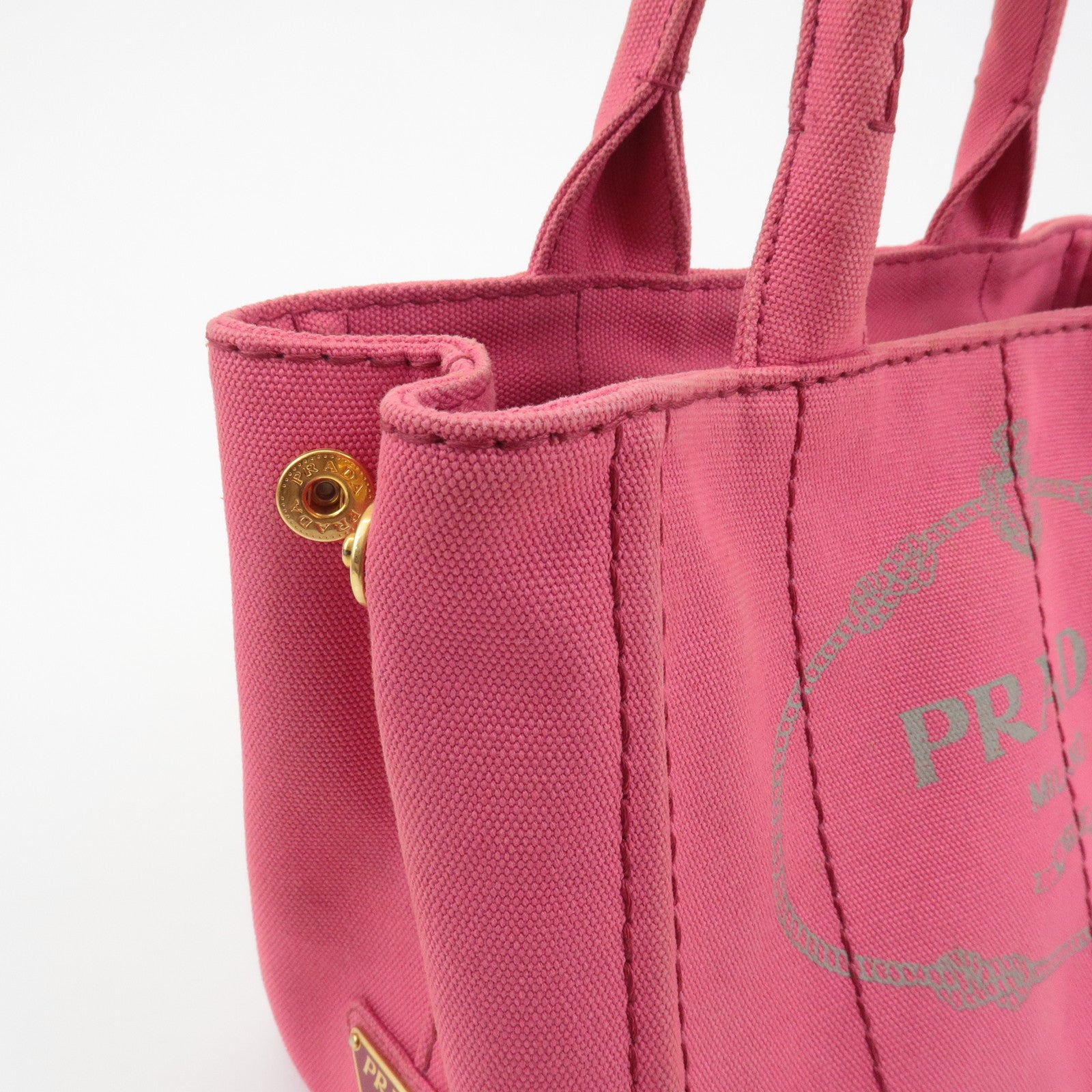 PRADA Canapa Mini Canvas 2Way Hand Bag Shoulder Bag Pink 1BG439 Used