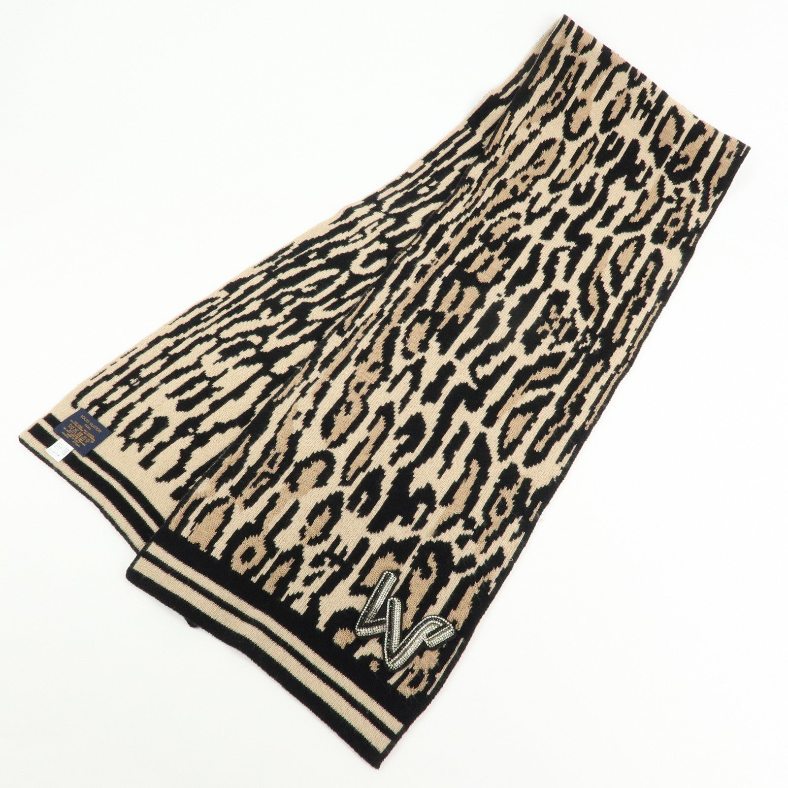 Louis Vuitton Écharpe Léogram Wool Rayon Cashmere Scarf Leoard