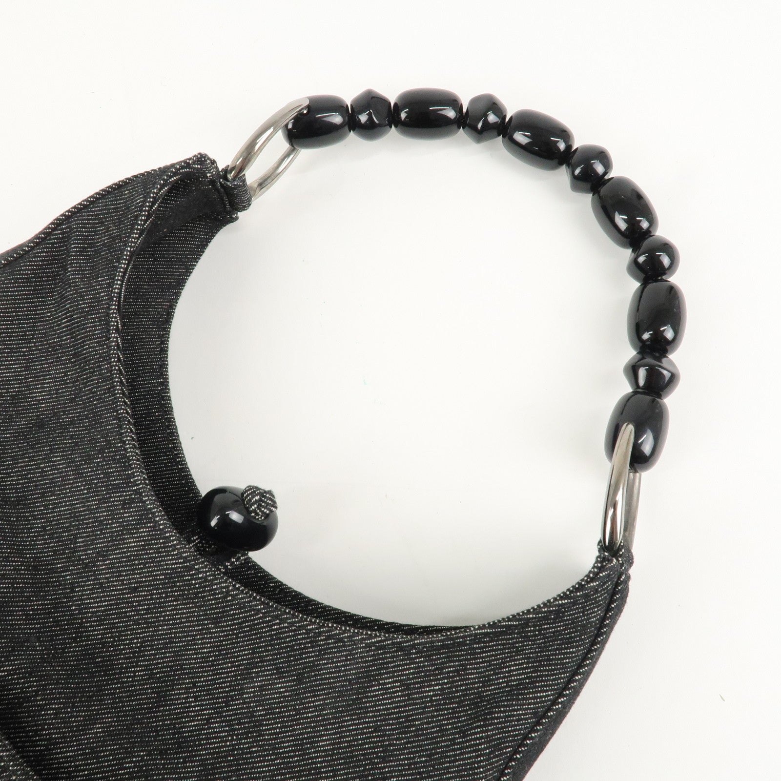 Christian Dior Maris Pearl Denim Shoulder Bag Hand Bag Black Used