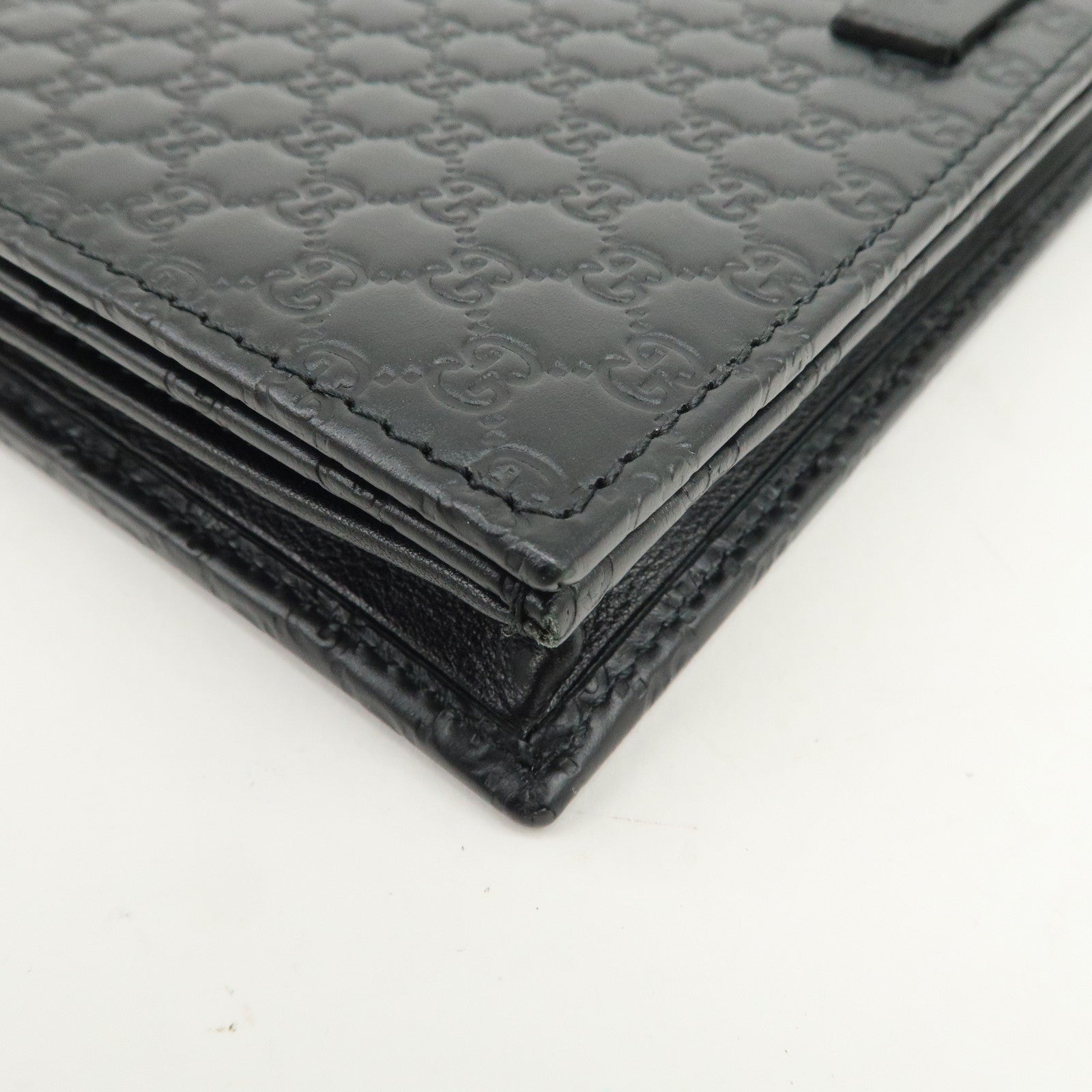 GUCCI Micro Guccissima Leather Shoulder Bag Wallet Bag Black 466507