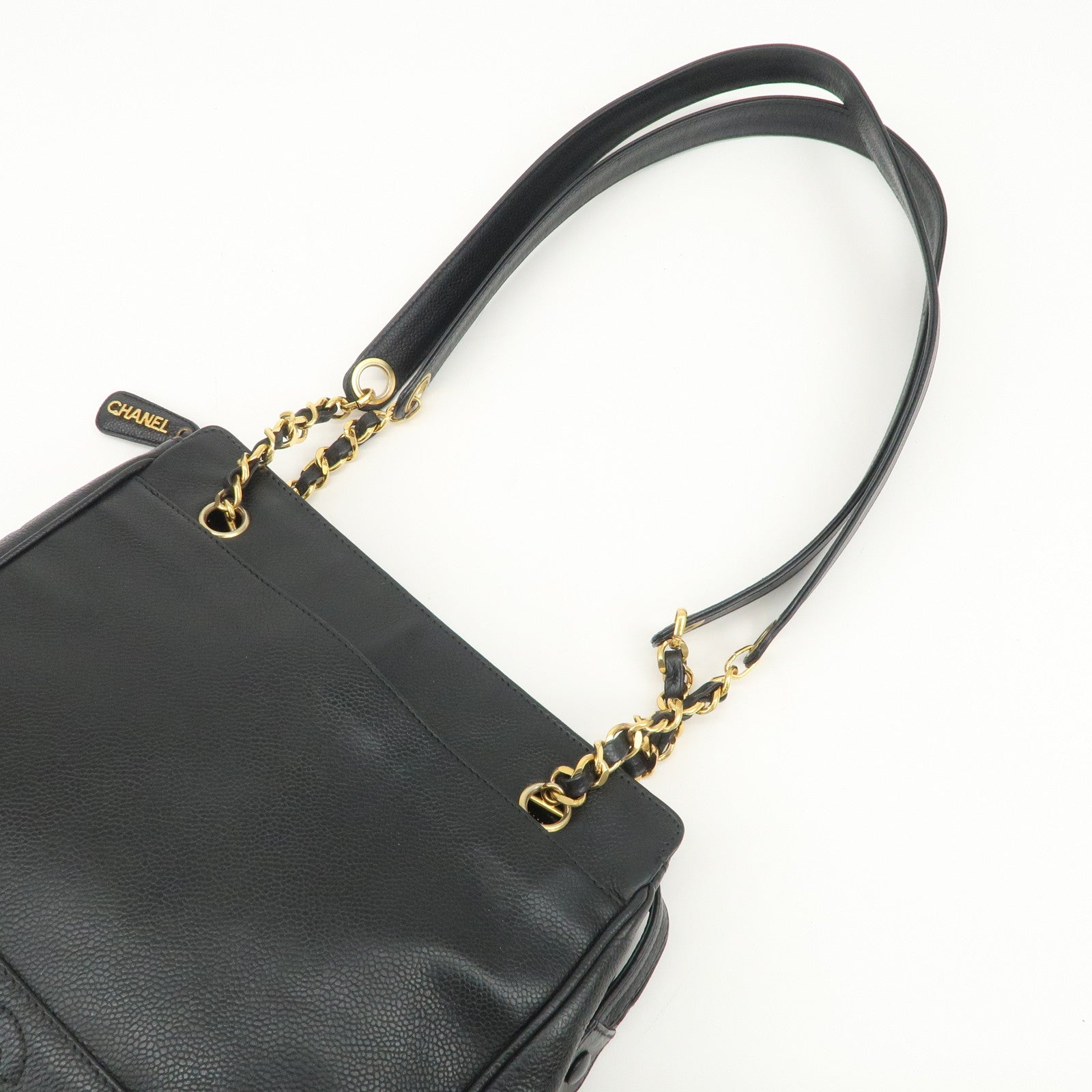 CHANEL Triple COCO Mark Caviarskin Chain Shoulder Bag Black
