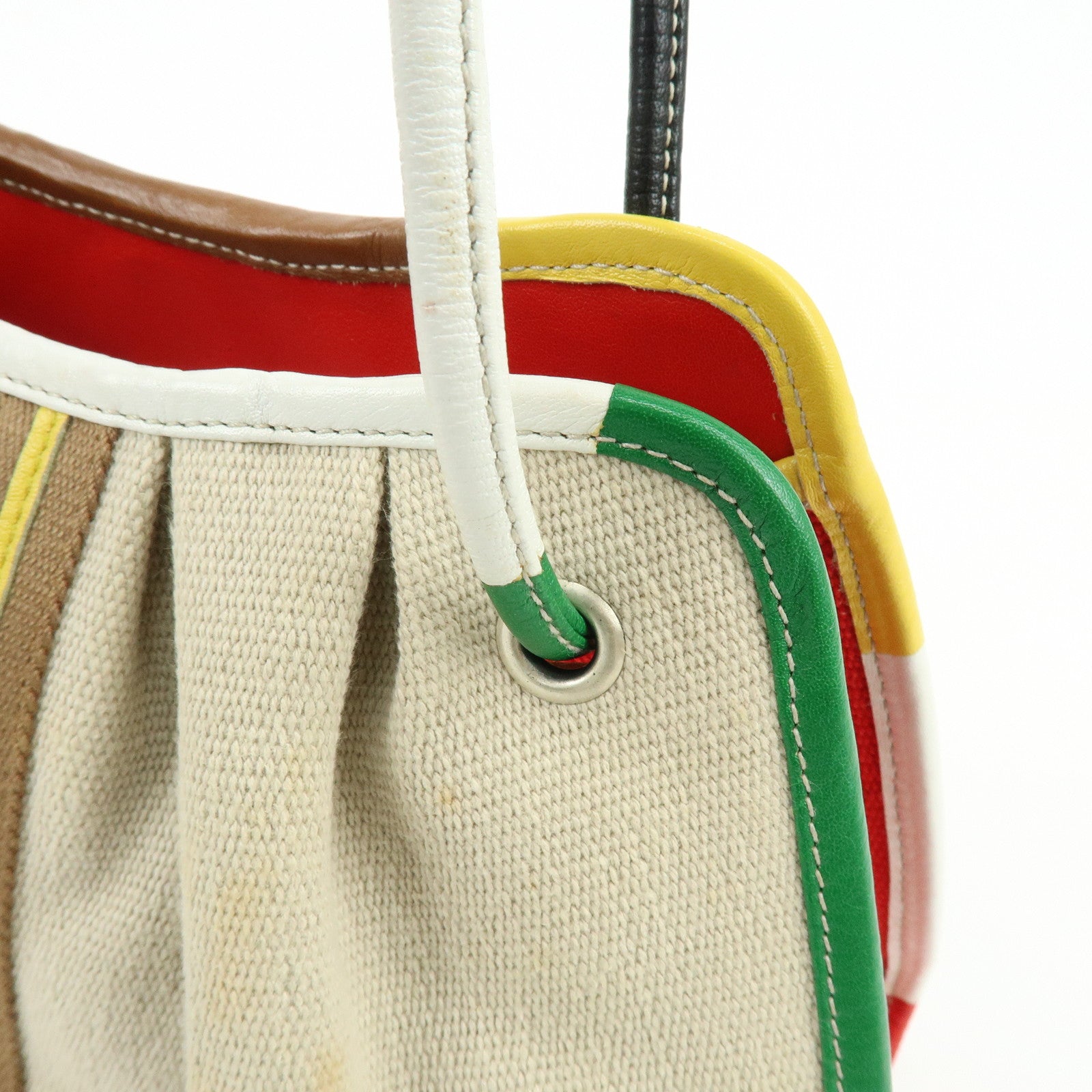 BOTTEGA VENETA Canvas Leather Shoulder Bag Hand Bag Multicolor