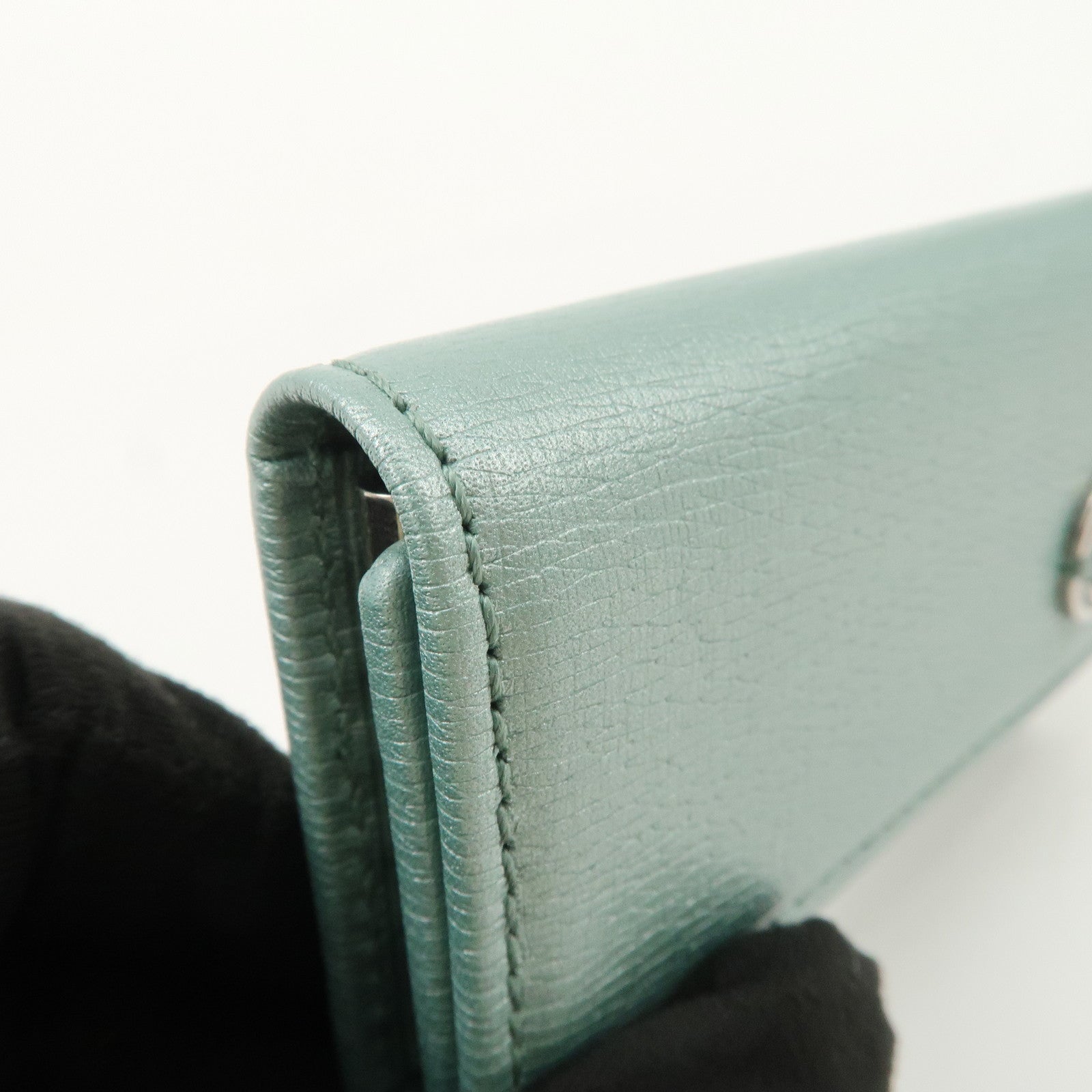 GUCCI Interlocking G Leather Key Case 6Rings Blue 256337