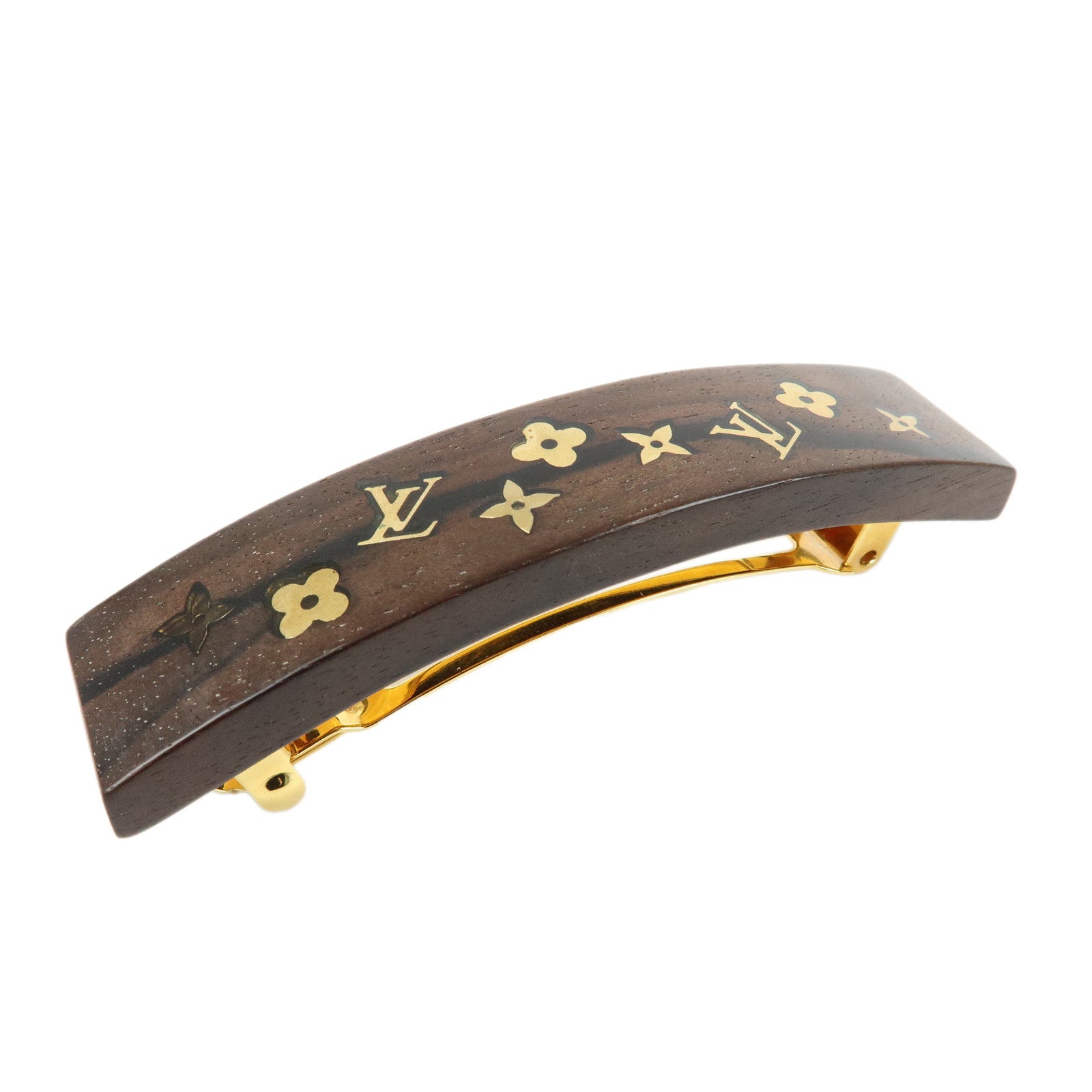 Louis Vuitton Sylvanie Barrette Wooden Hair Accessory Brown M65181