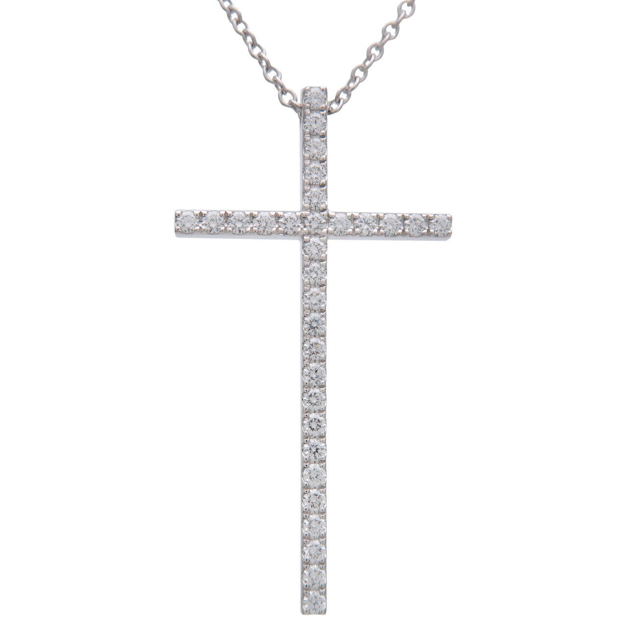 Tiffany & Co Metro Cross Diamond Necklace K18 750WG White Gold