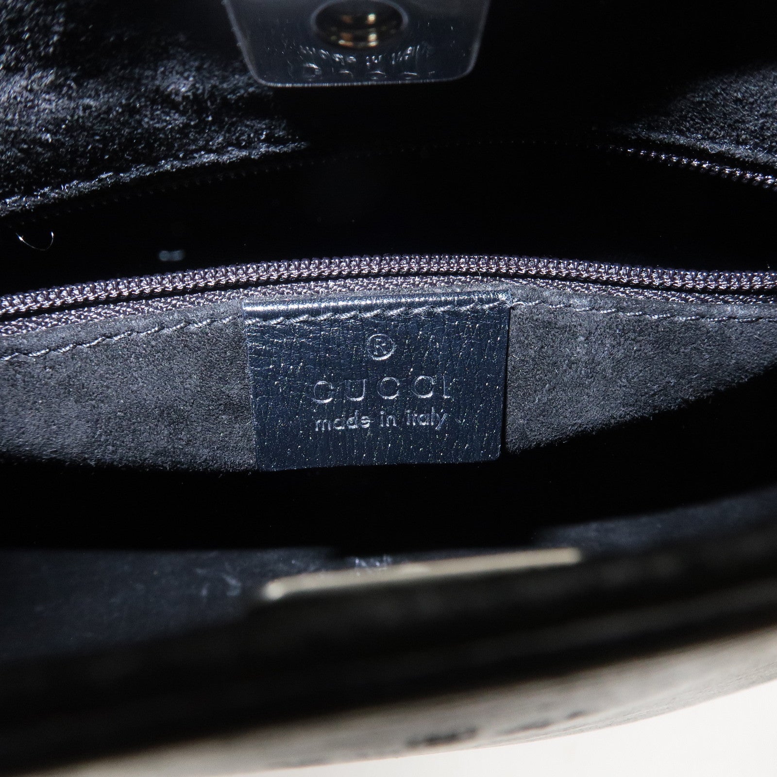 GUCCI Bamboo Leather Hand Bag Shoulder Bag Black 001.3761