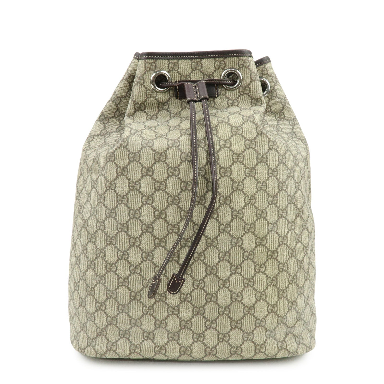 GUCCI GG Supreme Leather Backpack Rucksack Beige Brown 189745